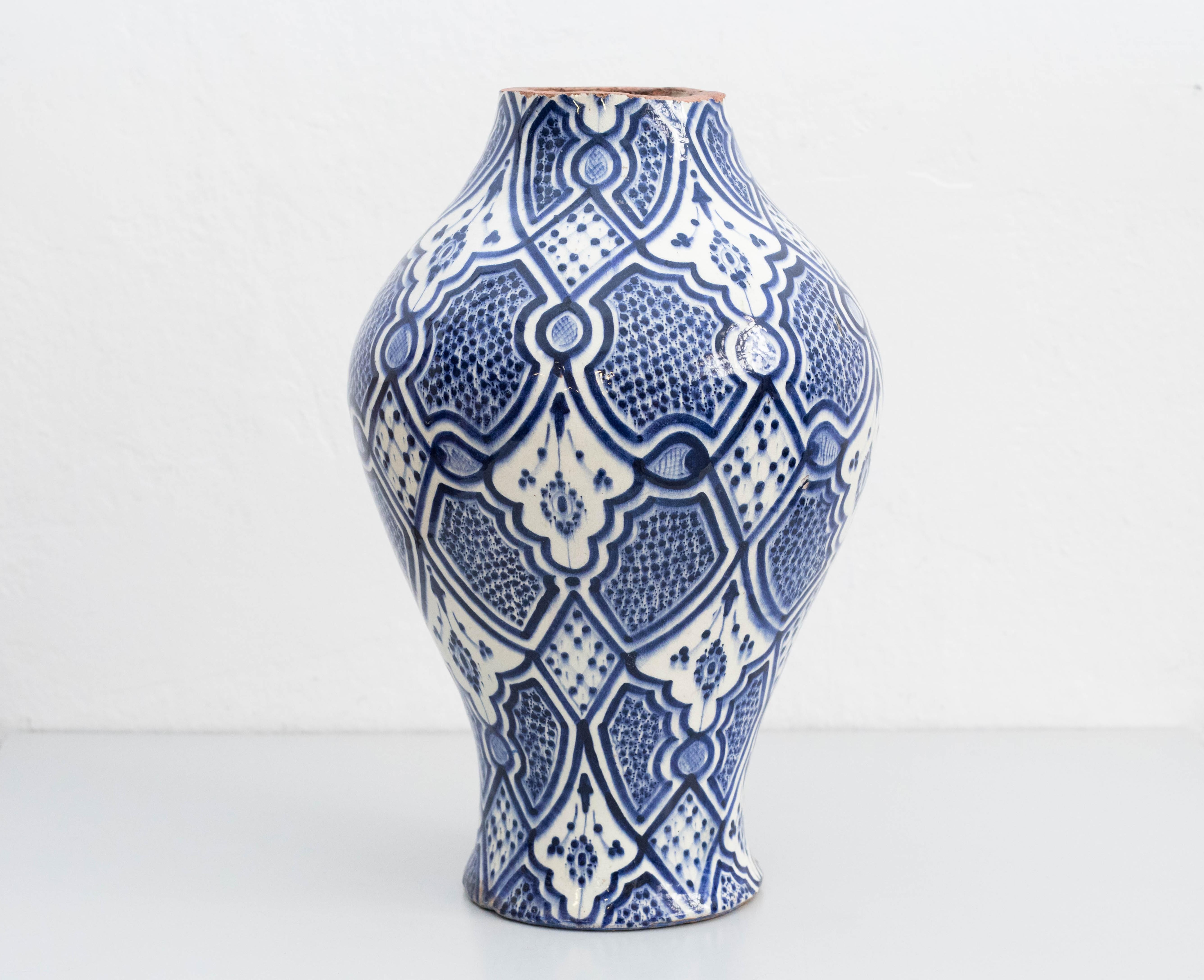 Mid-Century Modern Ceramic Hand Painted Vase, circa 1960 For Sale