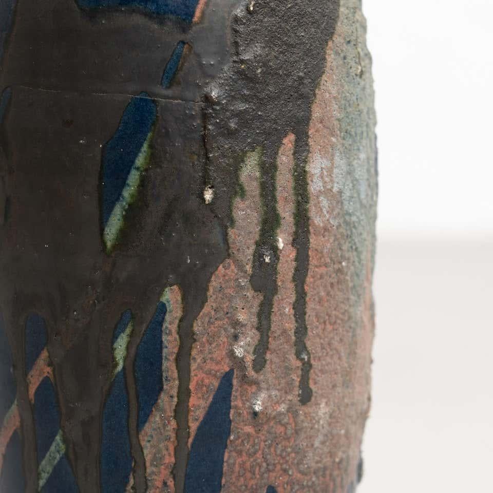 Espagnol Vase en céramique peint à la main, vers 1960 en vente