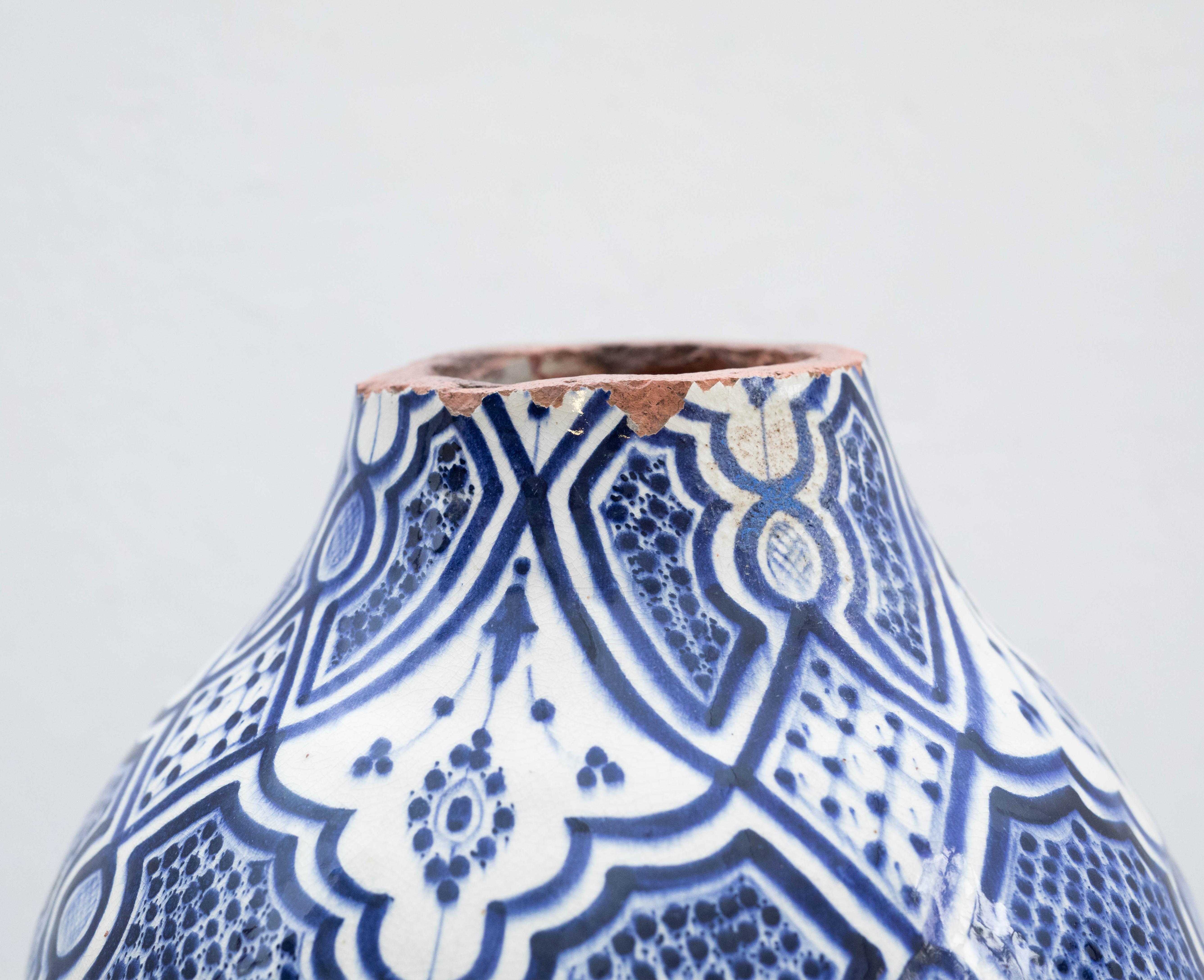 Mid-20th Century Ceramic Hand Painted Vase, circa 1960 For Sale