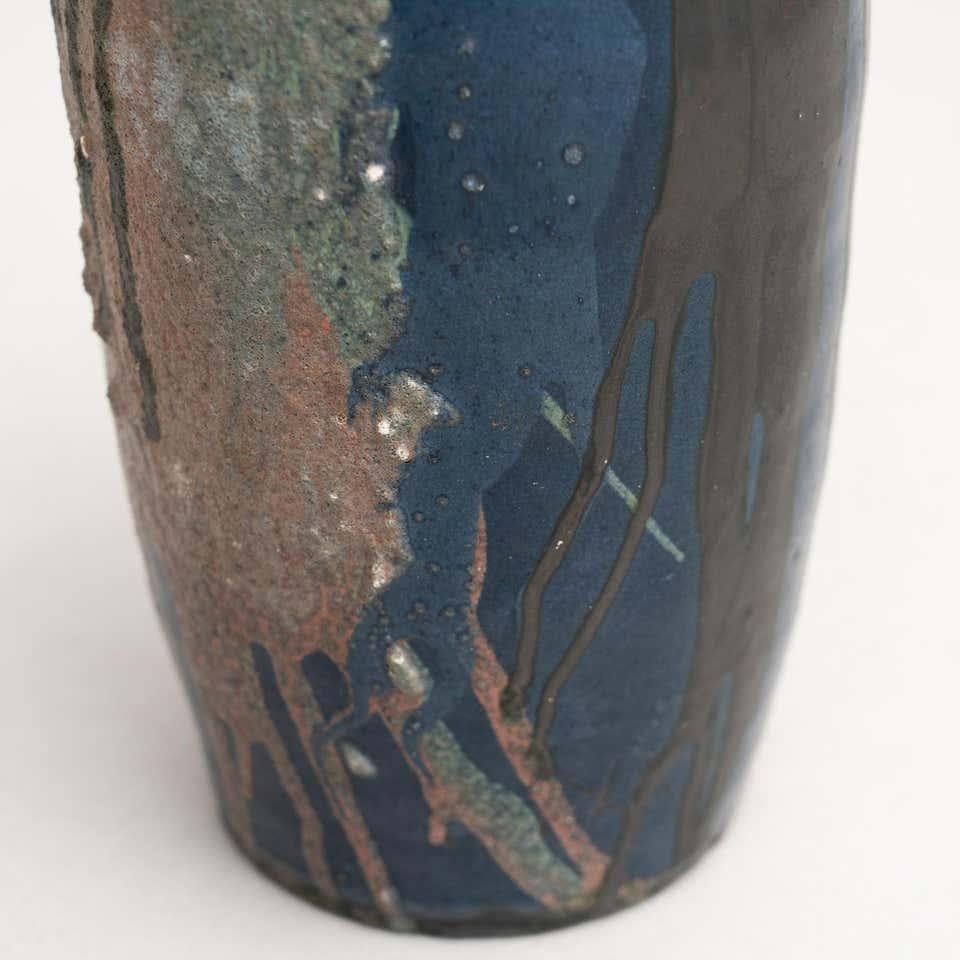Milieu du XXe siècle Vase en céramique peint à la main, vers 1960 en vente