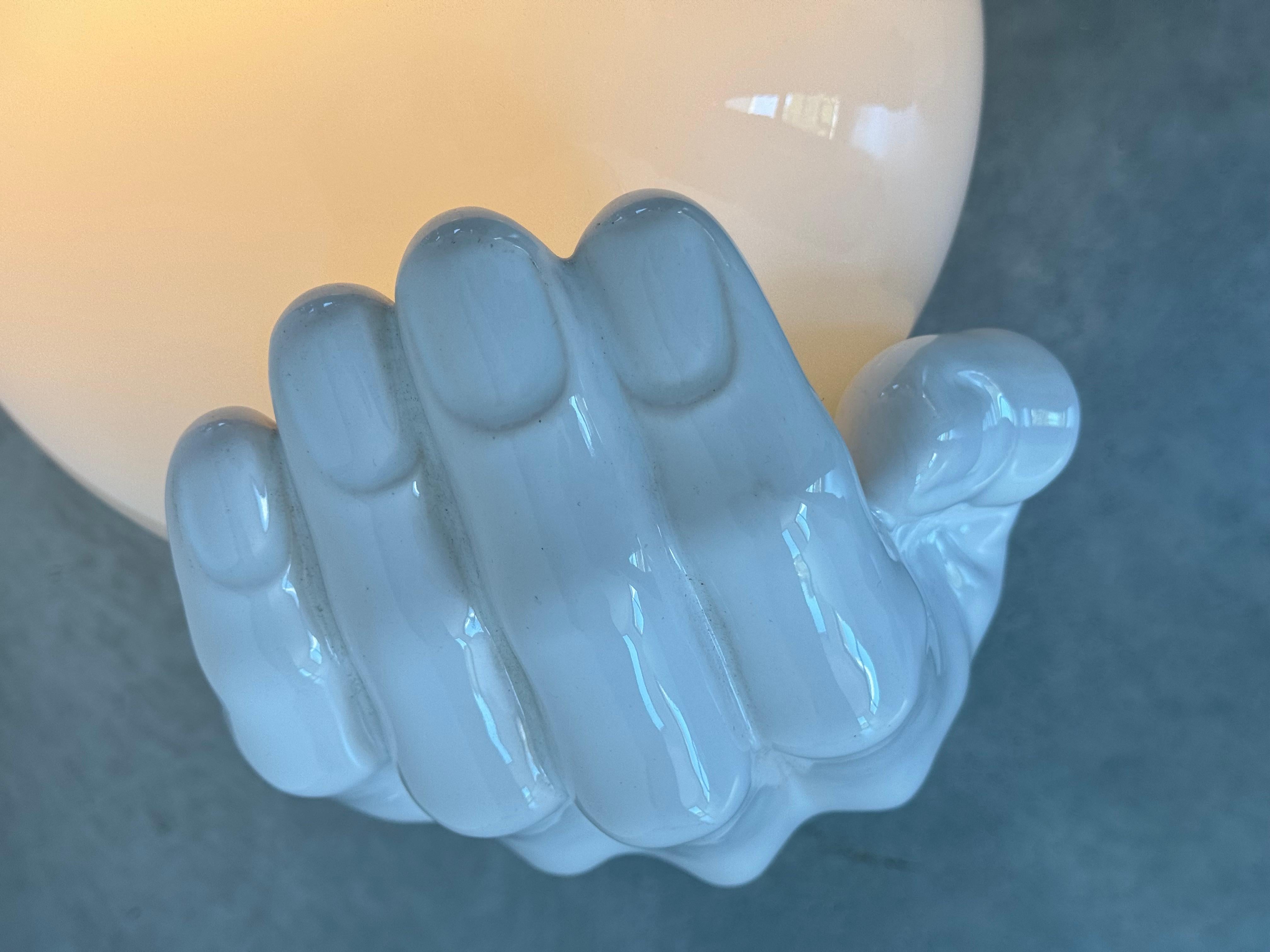 Ceramic Hand Wall Sconce, very huge size 15.35'', design lamp,  Italy c. 1970's For Sale 2
