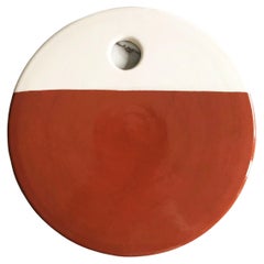 Ceramic Handmade Dipped Terracotta & White Circular Cheese Board Platter