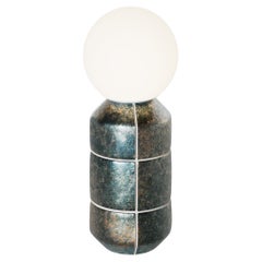 Ceramic Handmade Floor Lamp “Namazi”, Modern Pottery Lighting with Glass Sphere