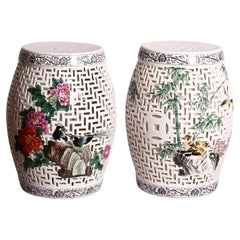 Ceramic Handmade Multi Color Chinese Illuminated Garden Stool Lantern