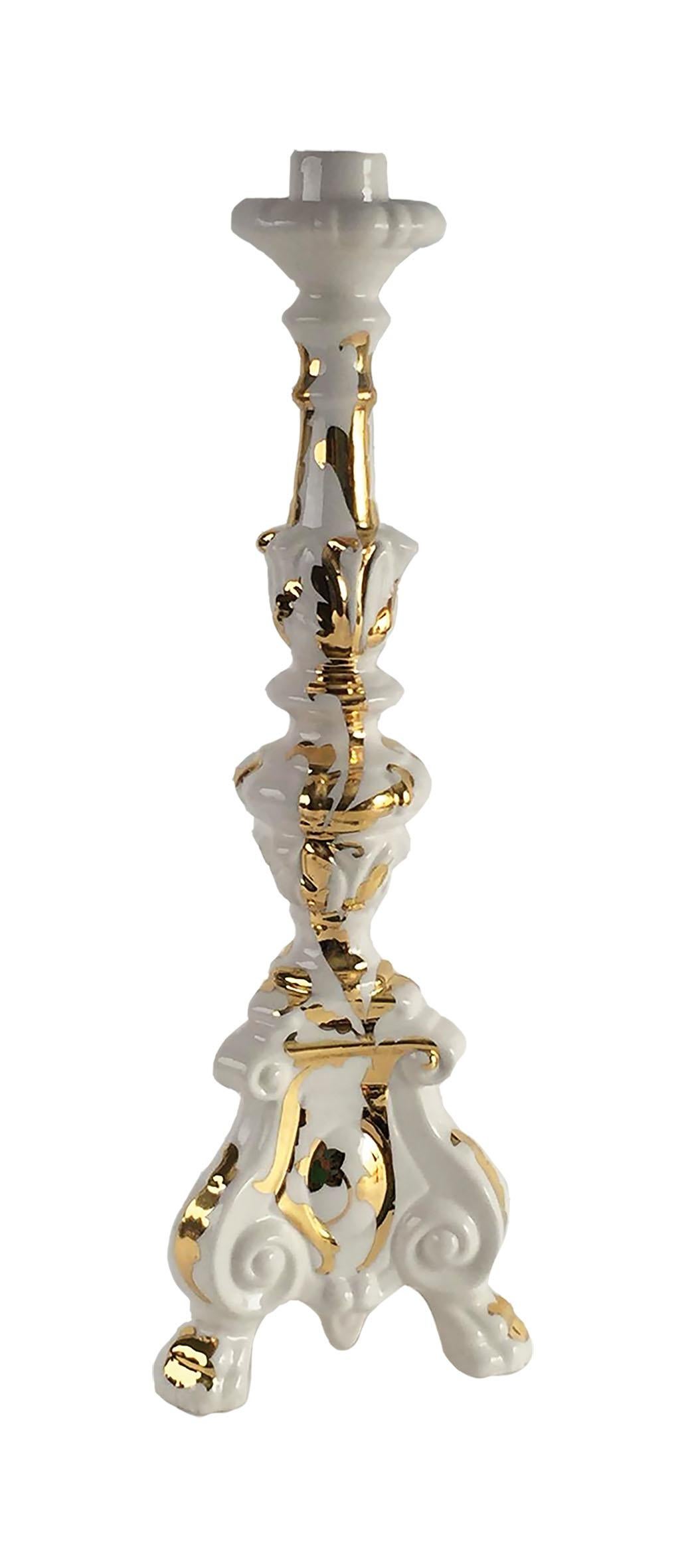 Autre Chandeliers en céramique peints à la main, or en vente