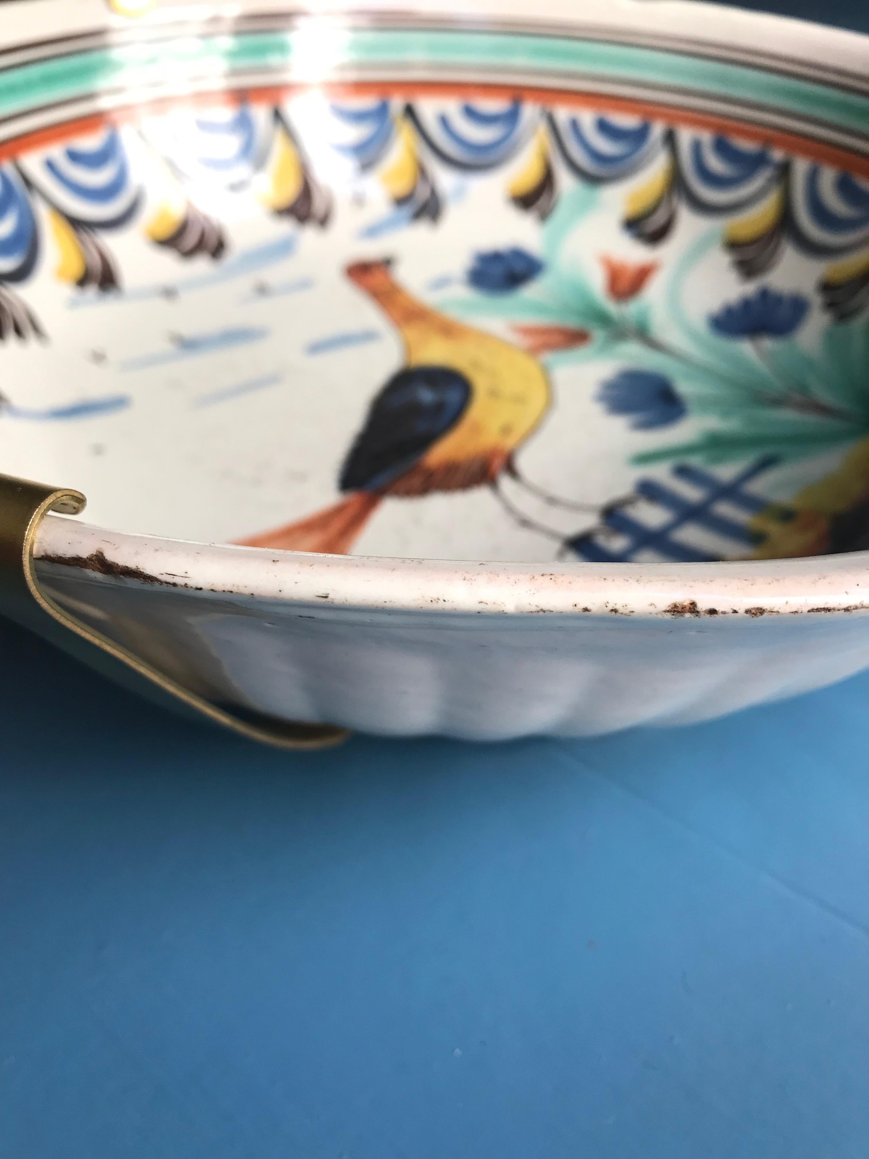 Ceramic Hanging Platter with Bird Decoration In Good Condition In Copenhagen K, DK