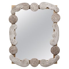 Ceramic & Hardwood, Roebling Wall Mirror, Organic Sculptural Stone