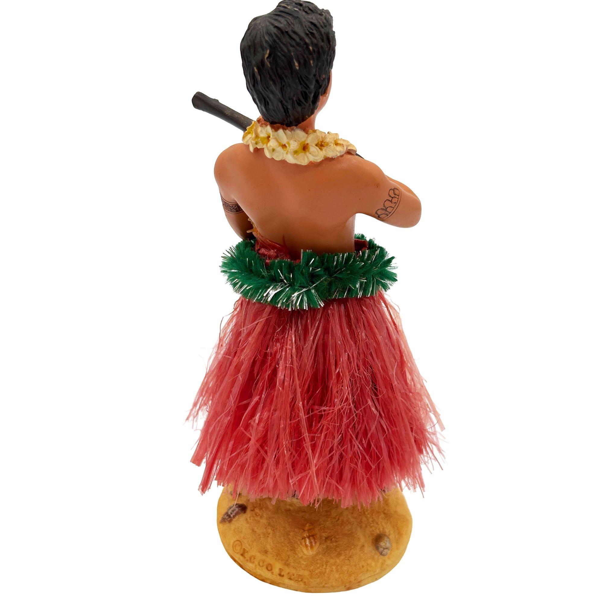Original ceramic bobble doll Hawaiian hula boy playing a Ukulele made from lightweight plaster and painted in vibrant tropical colors. It depicts a young Native Hawaiian boy with a Ukulele in hand.

Signed: 