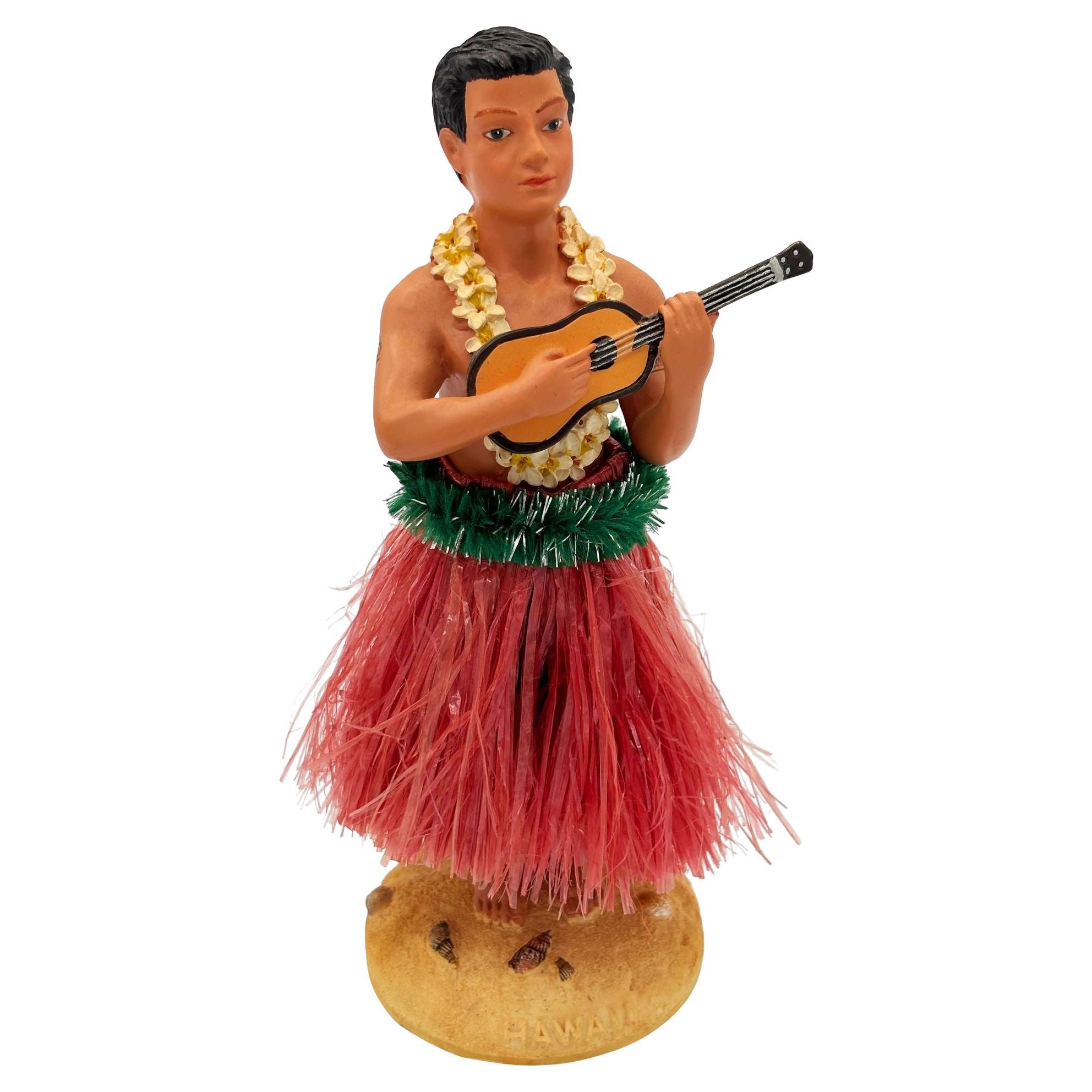 Ceramic Hawaii Hula Man Ukulele Player Bobble Doll For Sale