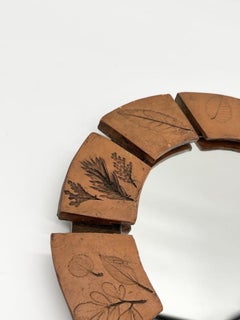 Ceramic Herbier Mirror attributed to Vallauris, 1960