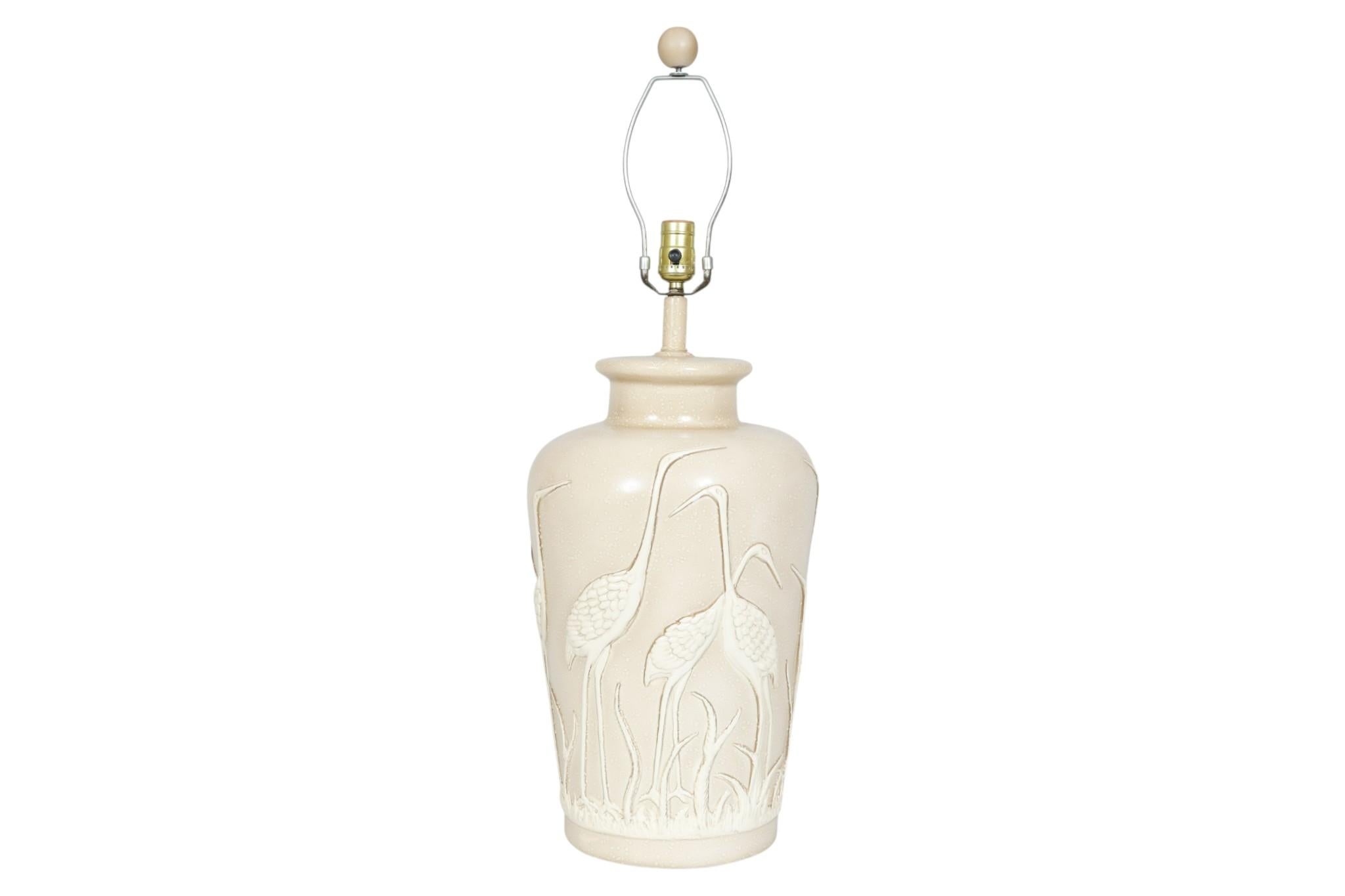 20ième siècle Lampe à poser Héron en céramique en vente