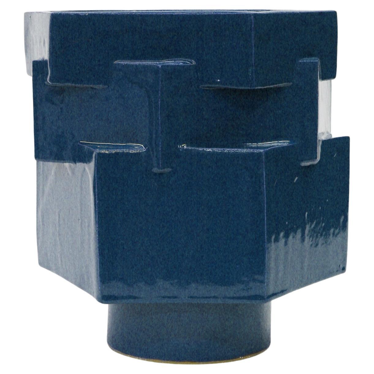 Ceramic Hex Planter in Almost Teal by BZIPPY For Sale