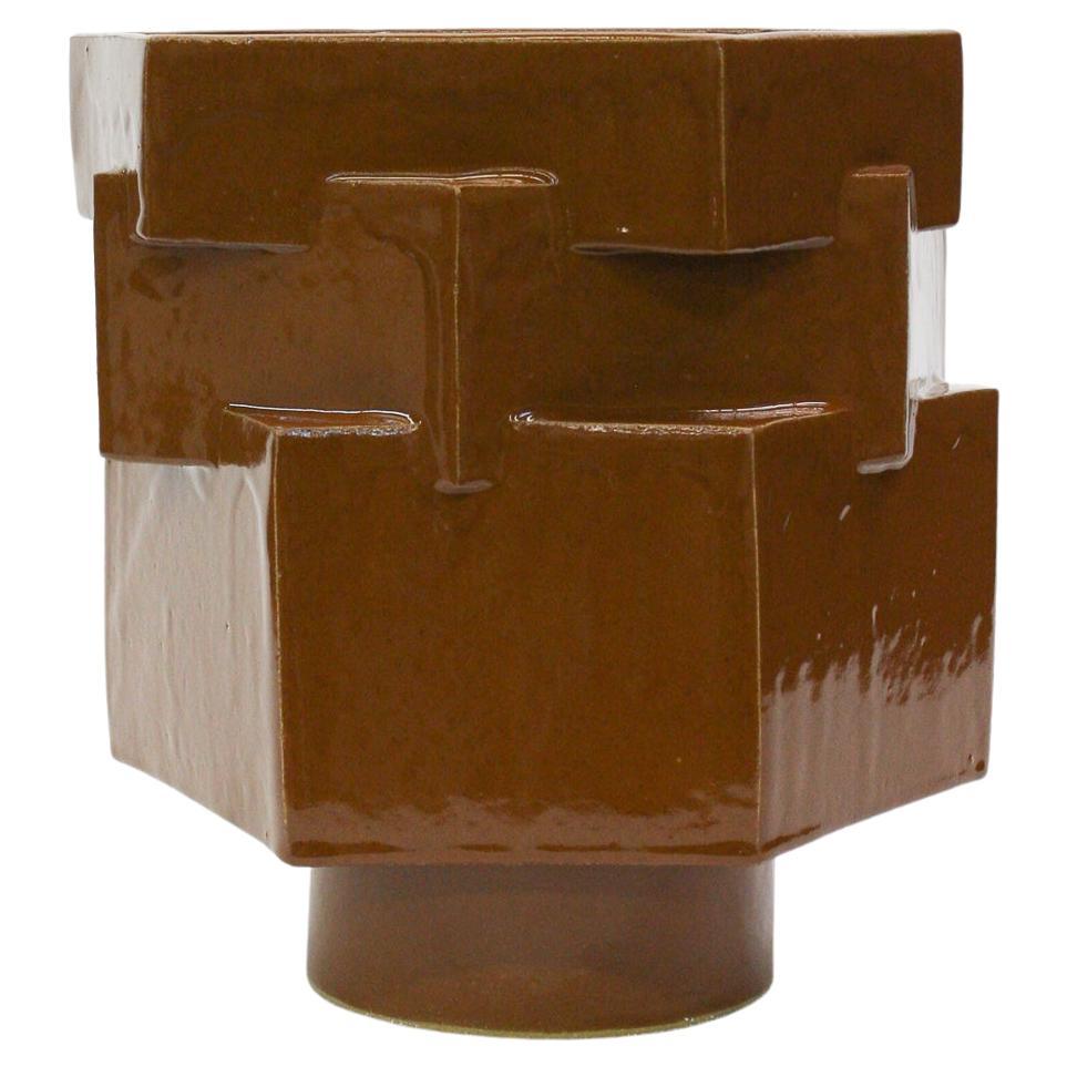 Keramik-Pflanzgefäß Hex in Cinnamon von Bzippy im Angebot