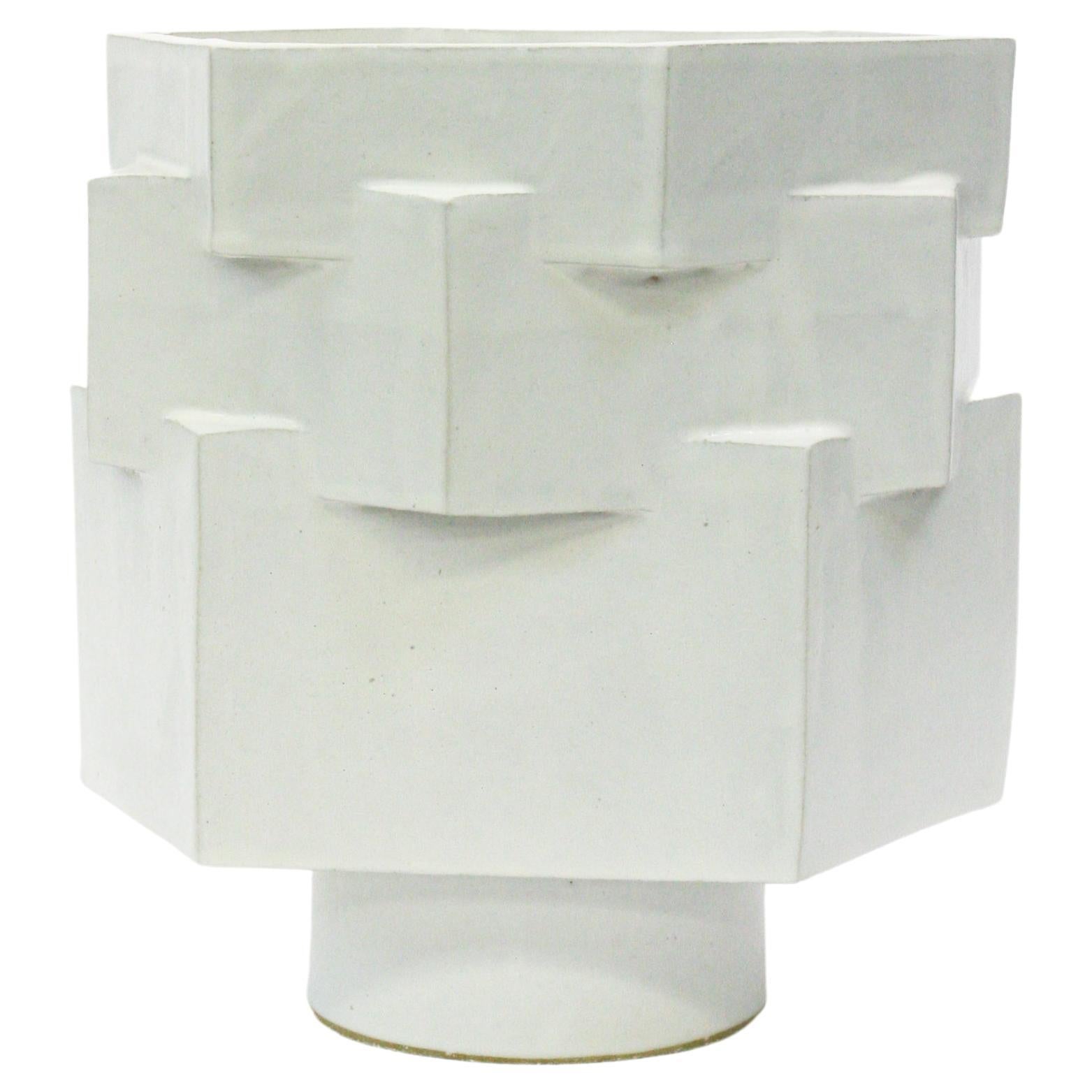 Ceramic Hex Planter in Marshmallow by Bzippy For Sale