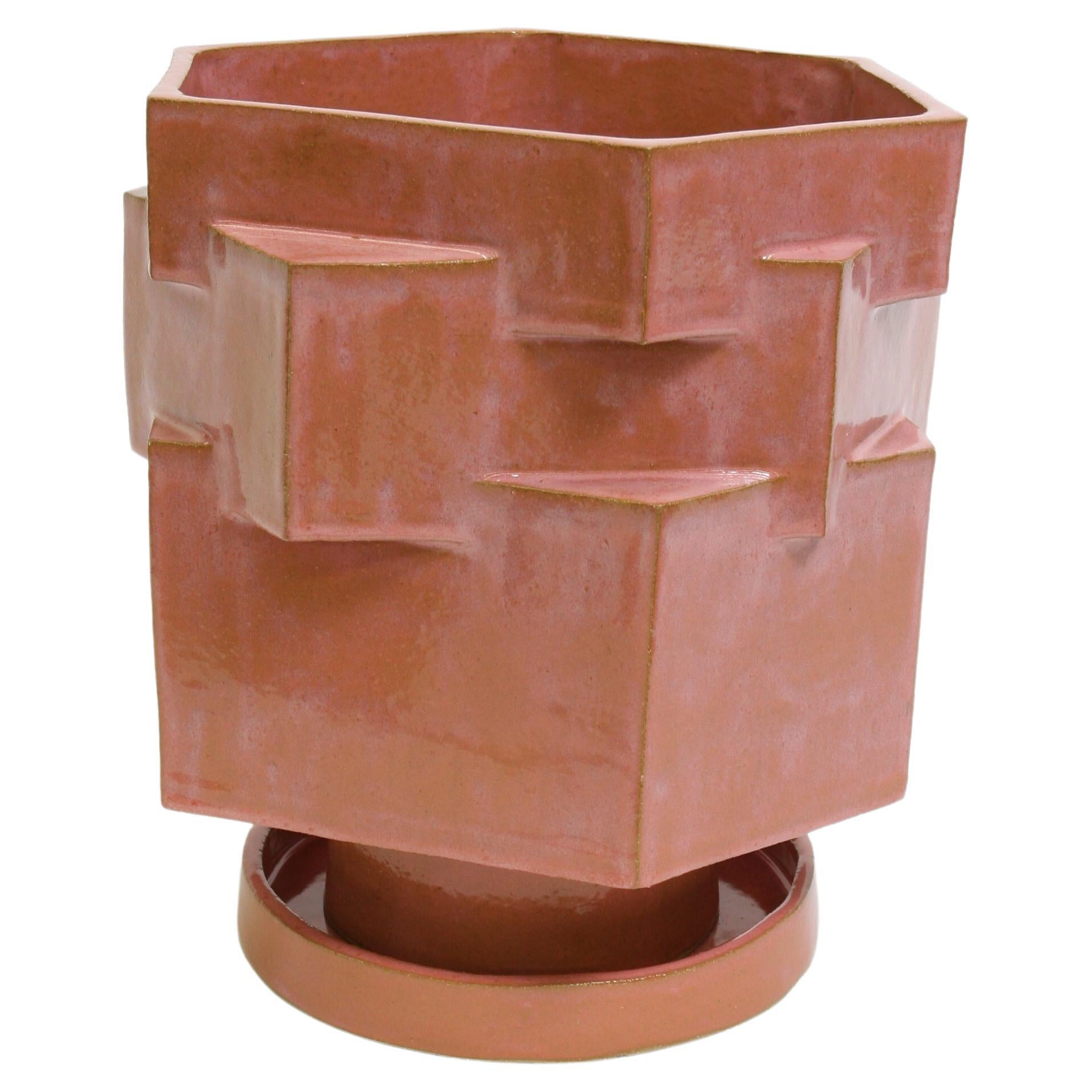 Ceramic Hex Planter in Sunset Pink by Bzippy