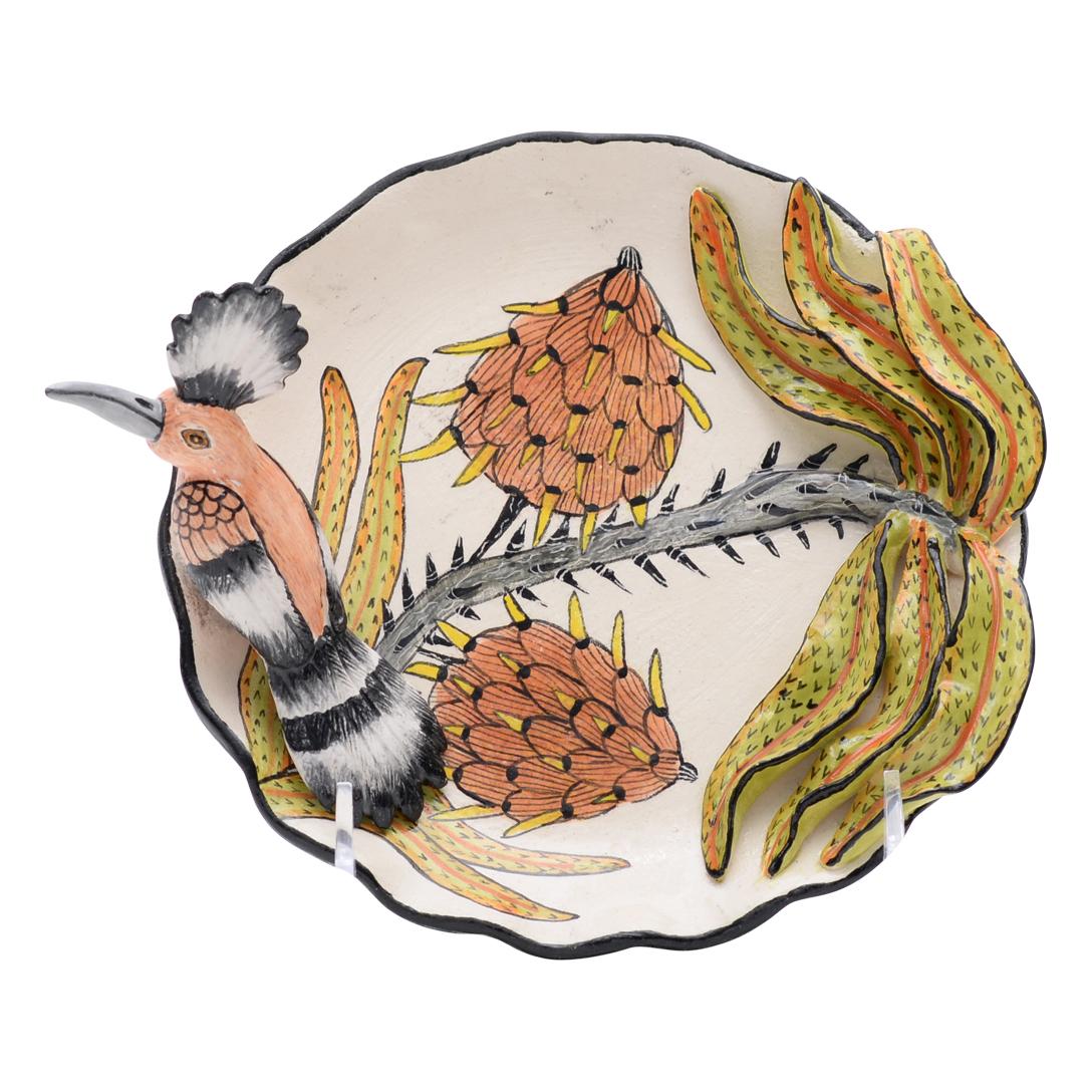 Ceramic Hoopoe Coin  Dish , hand made in South Africa In Excellent Condition In North Miami, FL