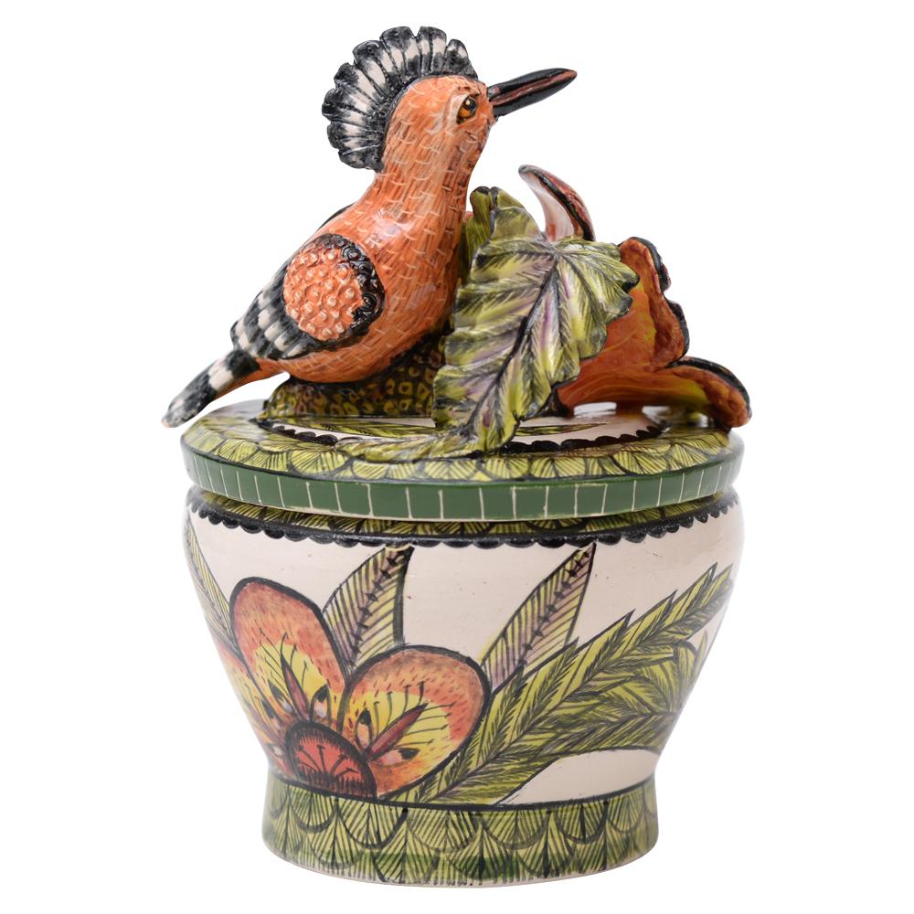 South African Ceramic  Hoopoe Jewelry  Box  , hand made in South Africa