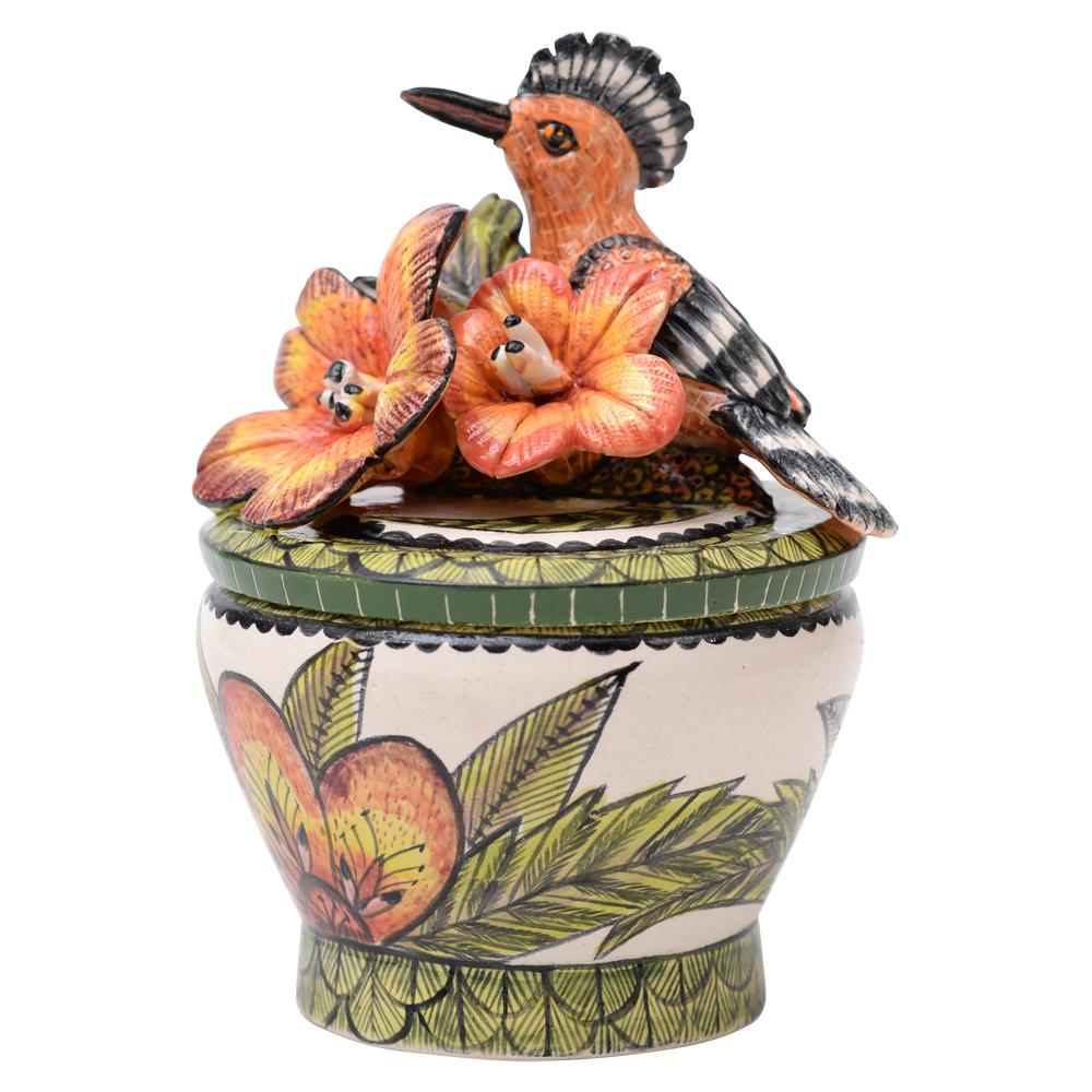 Fired Ceramic  Hoopoe Jewelry  Box  , hand made in South Africa