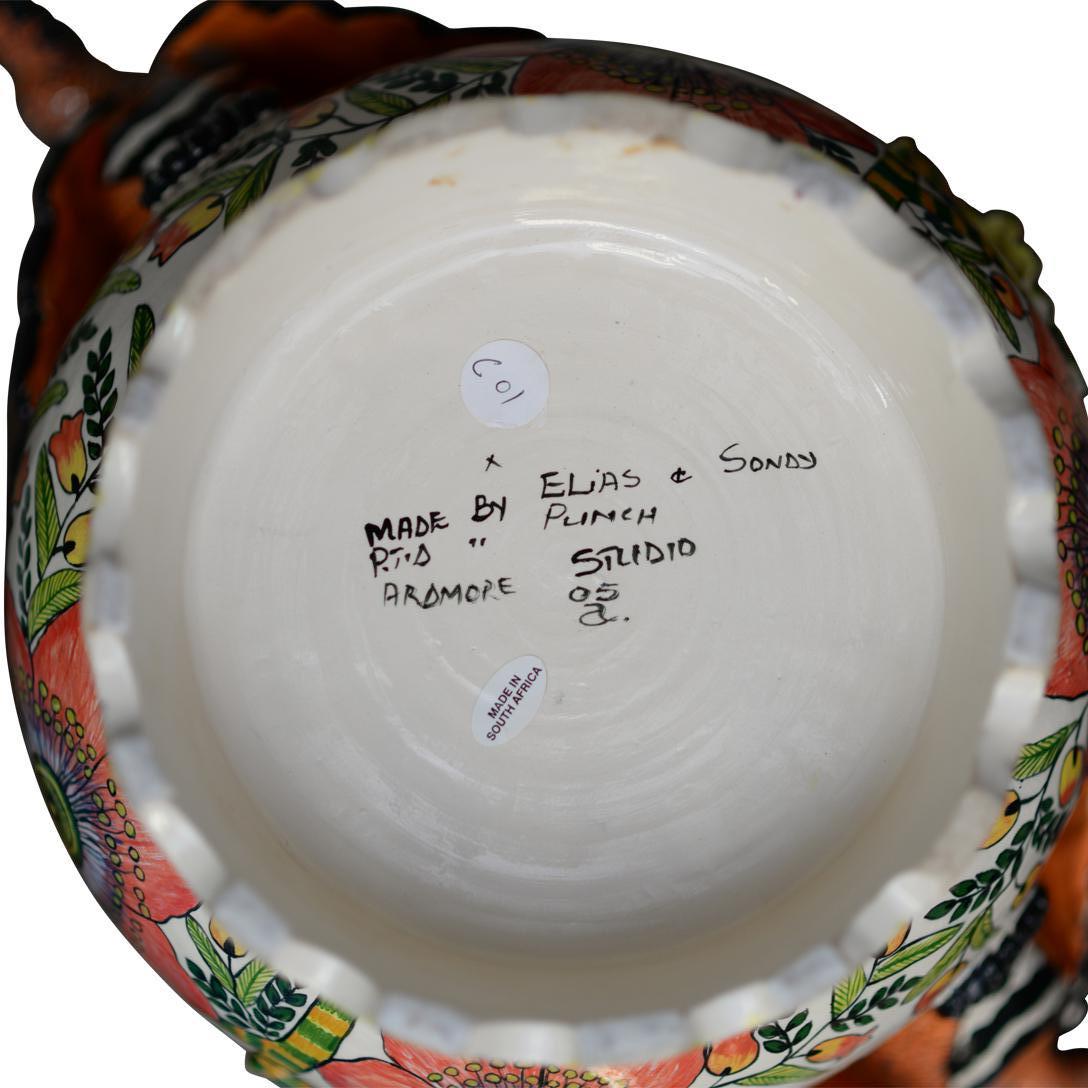 Ceramic Hoopoe Vase , Hand  made in South Africa In Excellent Condition In North Miami, FL