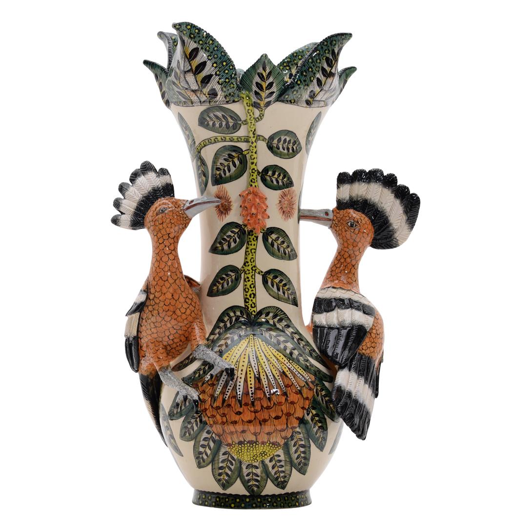Vaso per upupa in ceramica, realizzato a mano in Sudafrica In condizioni ottime in vendita a North Miami, FL