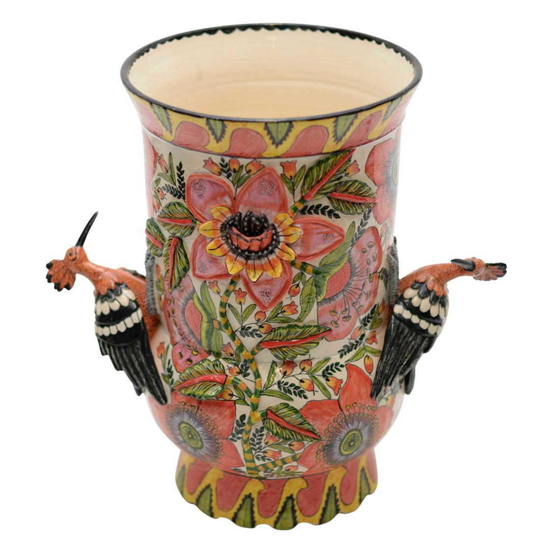 Contemporary Ceramic Hoopoe Vase , Hand  made in South Africa