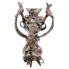 Ceramic  Hoopoes  Vase, Hand  made in South Africa