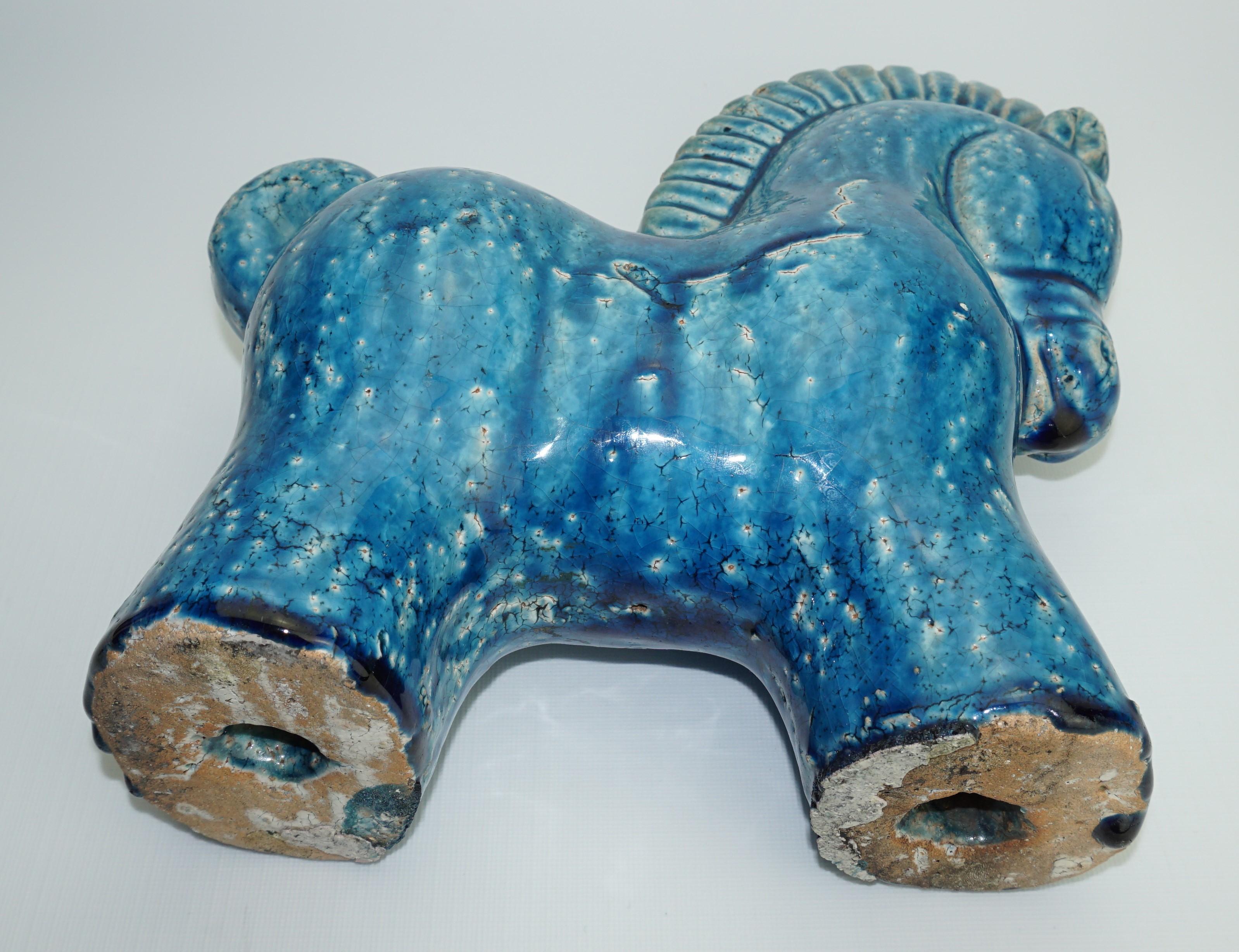 Ceramic Horse, Danish, C 1960, Mid-Century, Turquoise Color, Heavy Horse 4