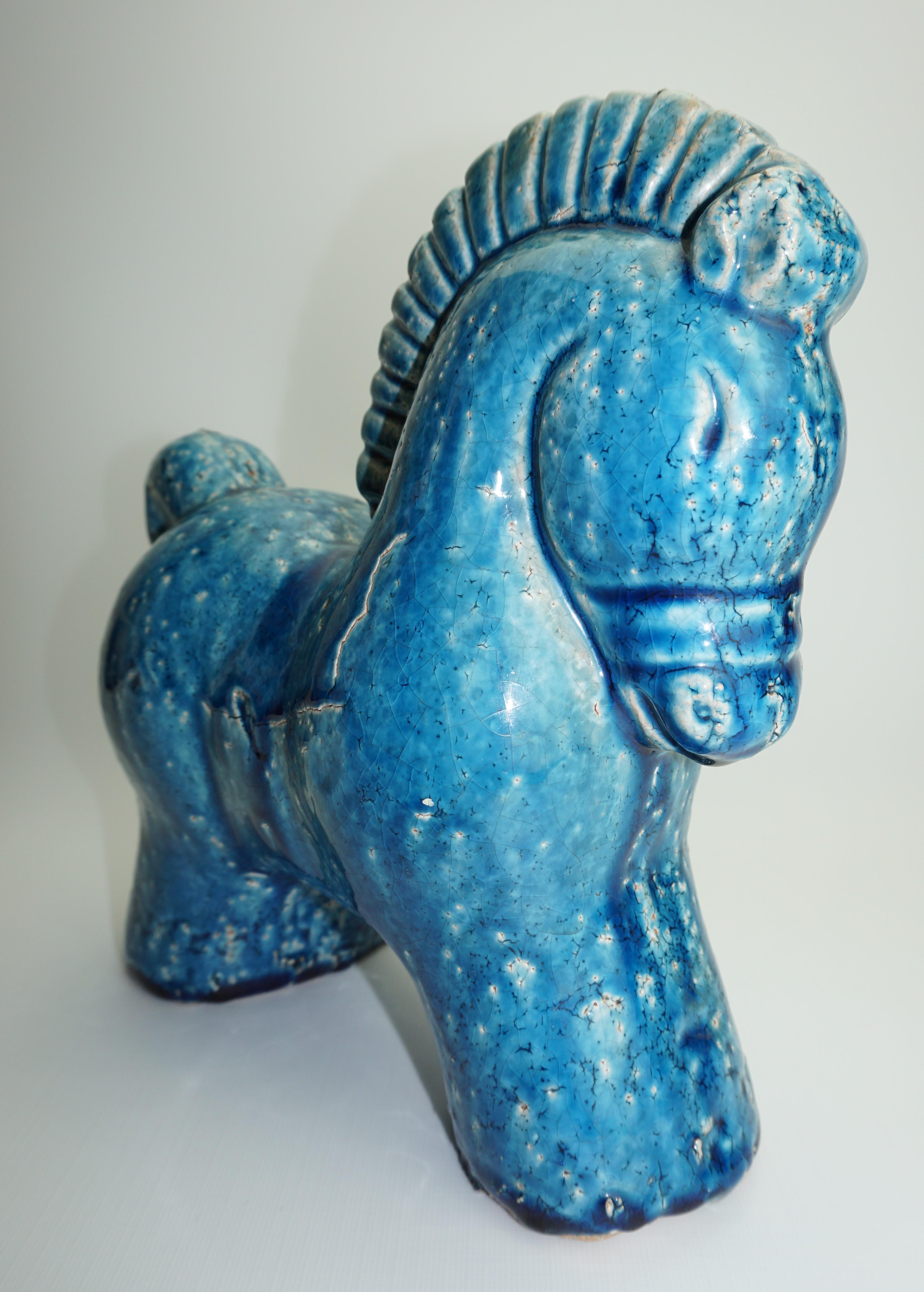 Ceramic Horse, Danish, C 1960, Mid-Century, Turquoise Color, Heavy Horse 5