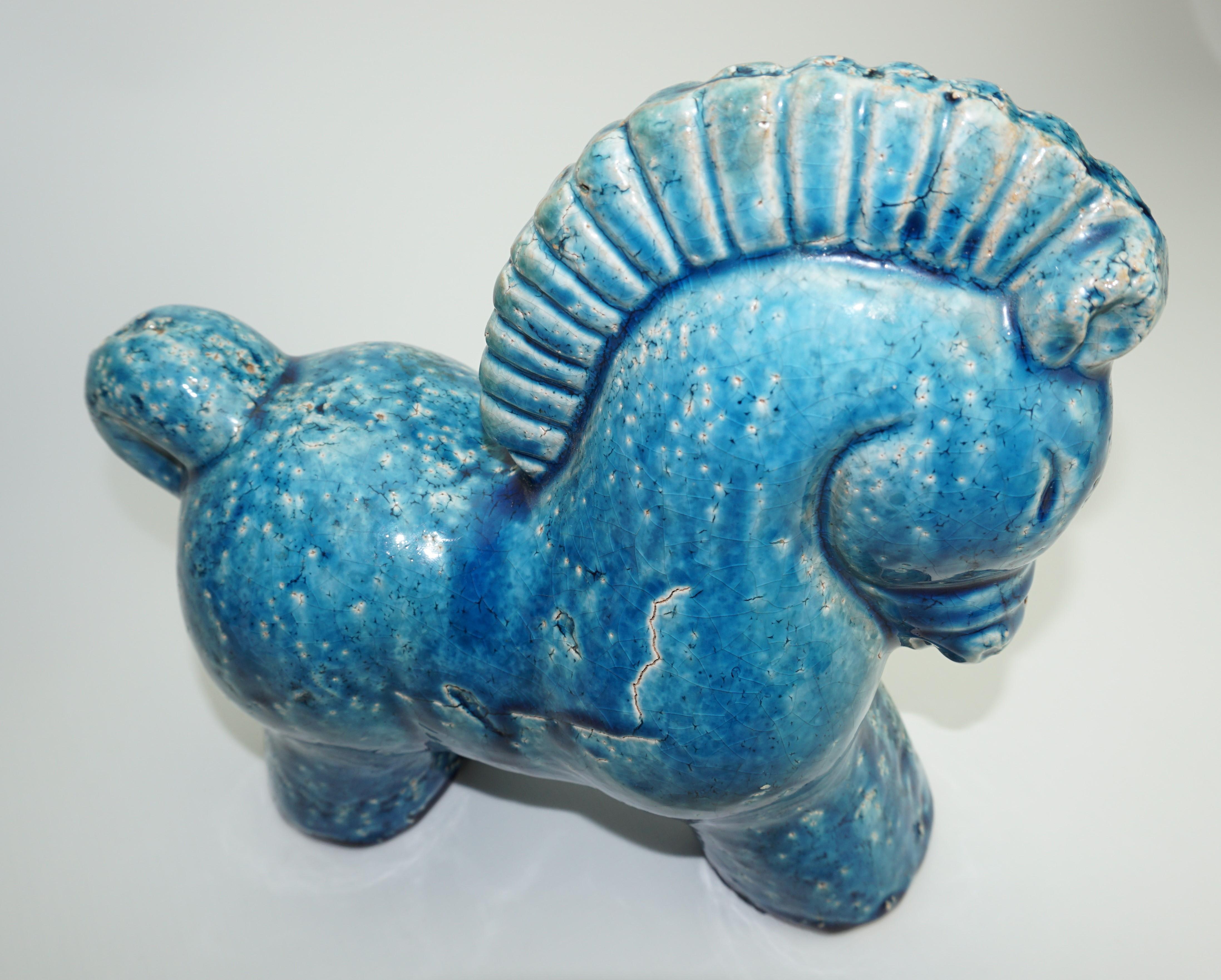 Ceramic Horse, Danish, C 1960, Mid-Century, Turquoise Color, Heavy Horse 6