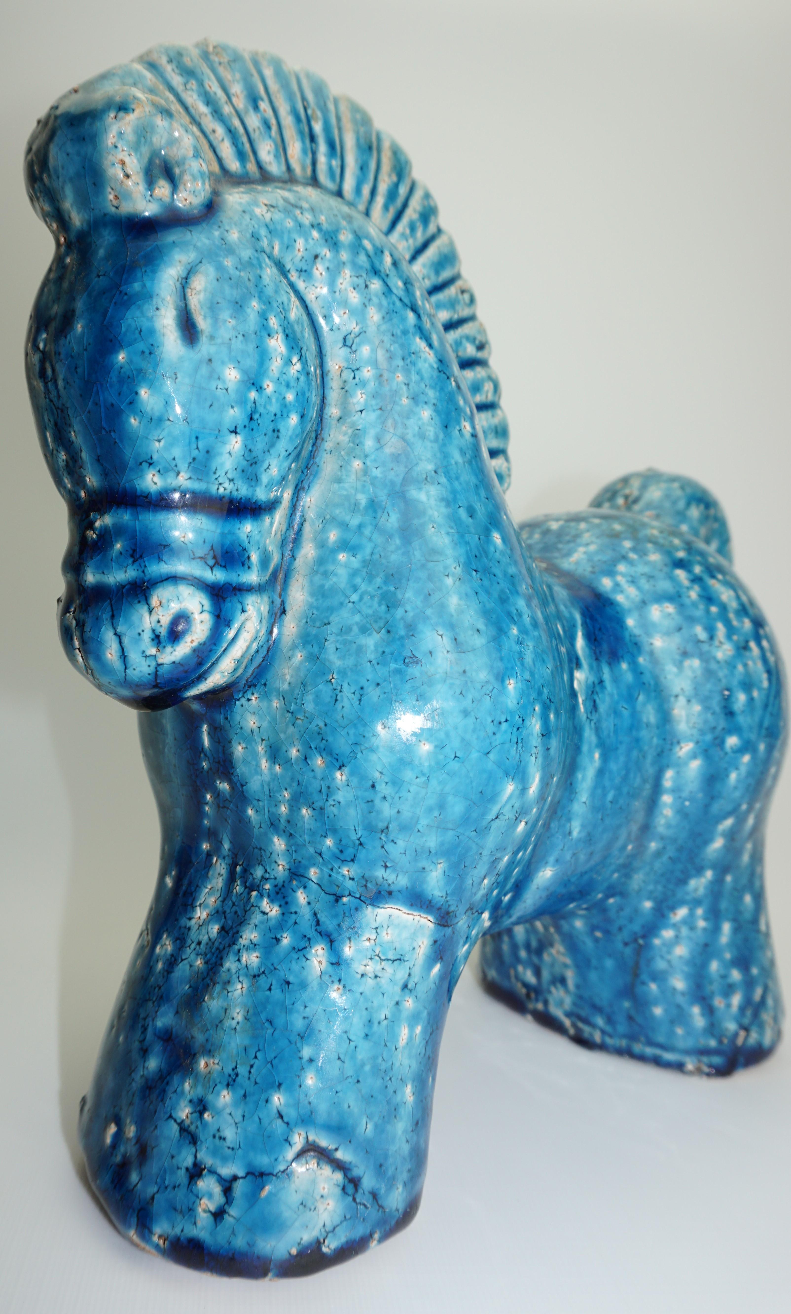 Ceramic Horse, Danish, C 1960, Mid-Century, Turquoise Color, Heavy Horse 7