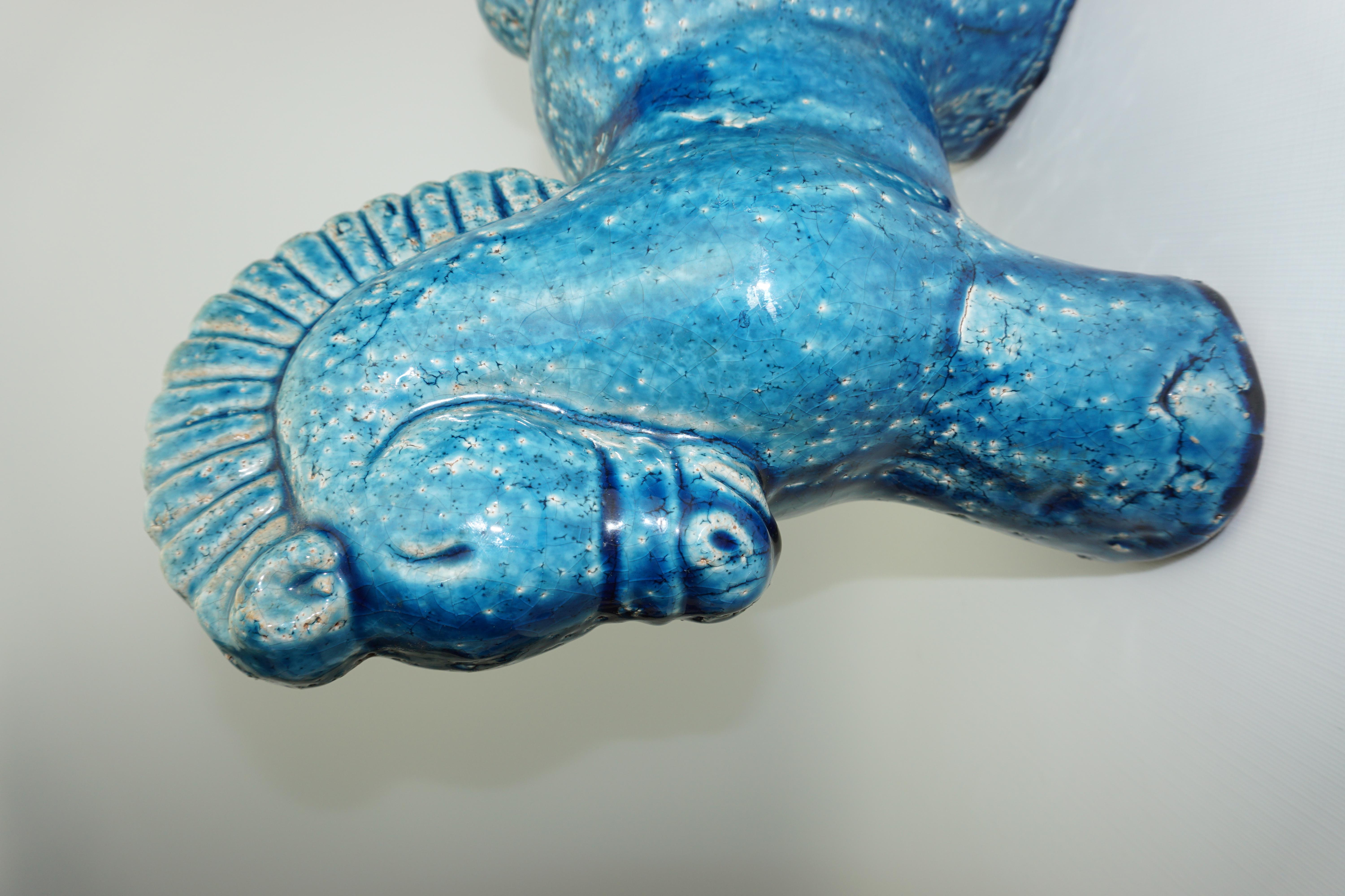 Ceramic Horse, Danish, C 1960, Mid-Century, Turquoise Color, Heavy Horse 8