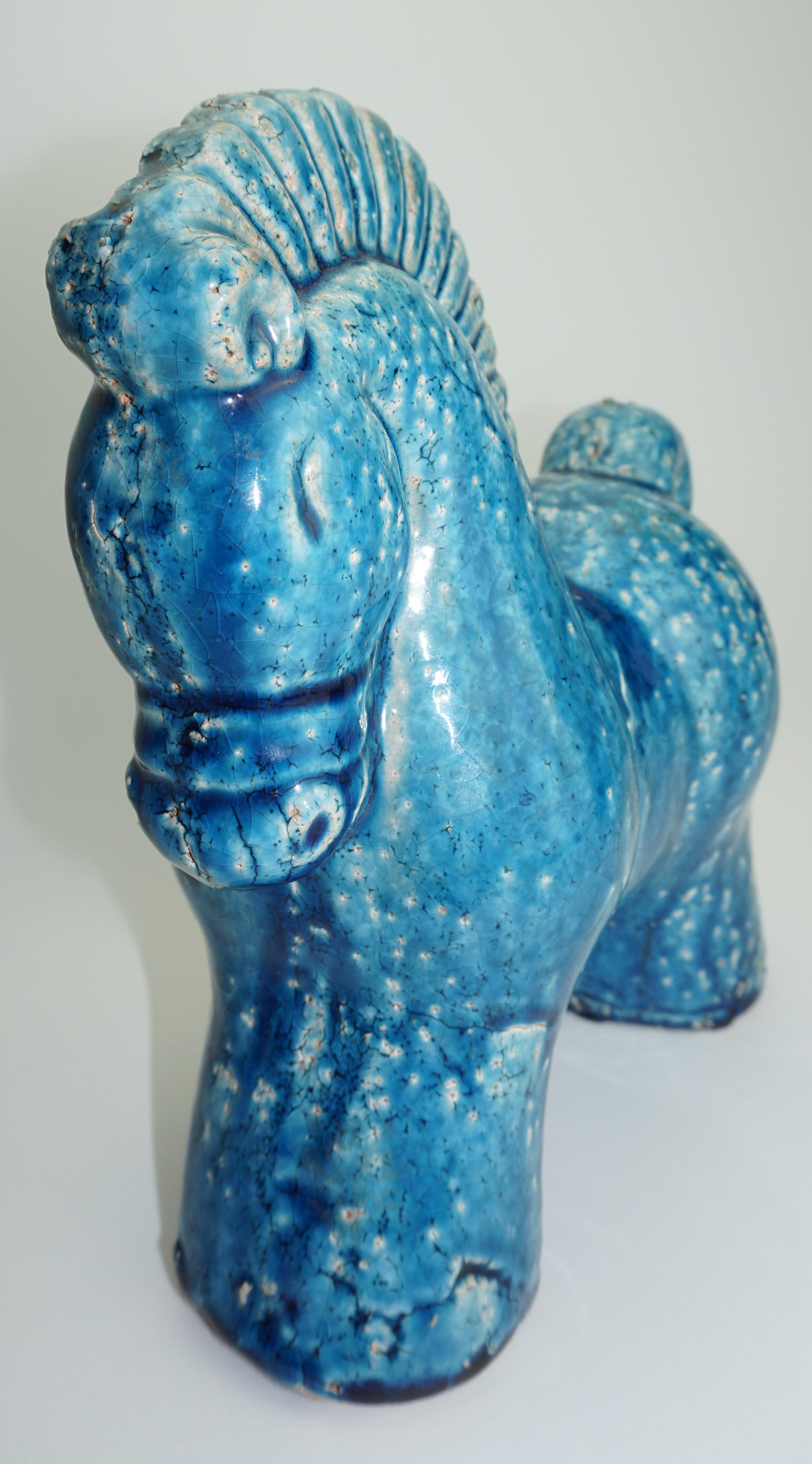 Ceramic Horse, Danish, C 1960, Mid-Century, Turquoise Color, Heavy Horse 9