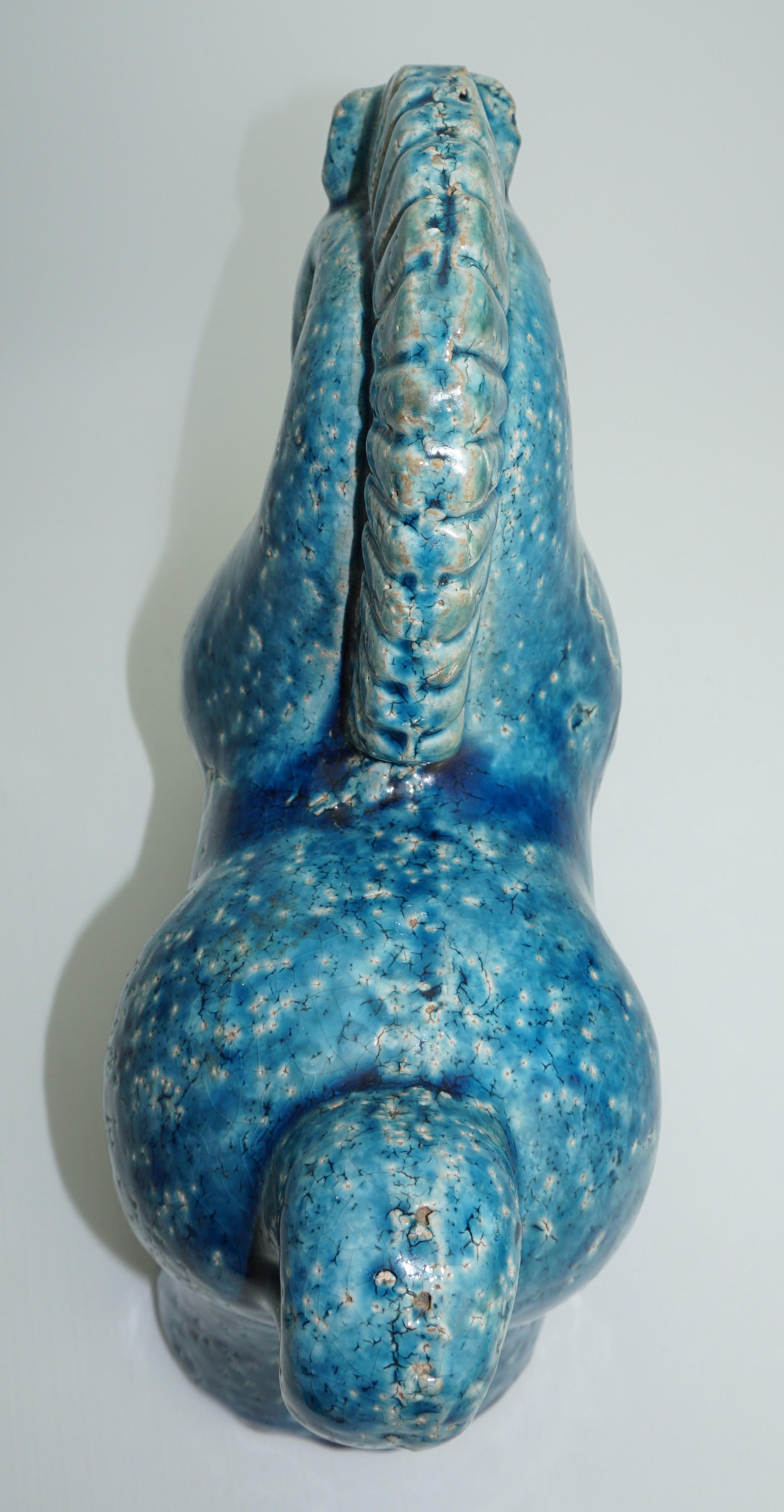 Ceramic Horse, Danish, C 1960, Mid-Century, Turquoise Color, Heavy Horse 11