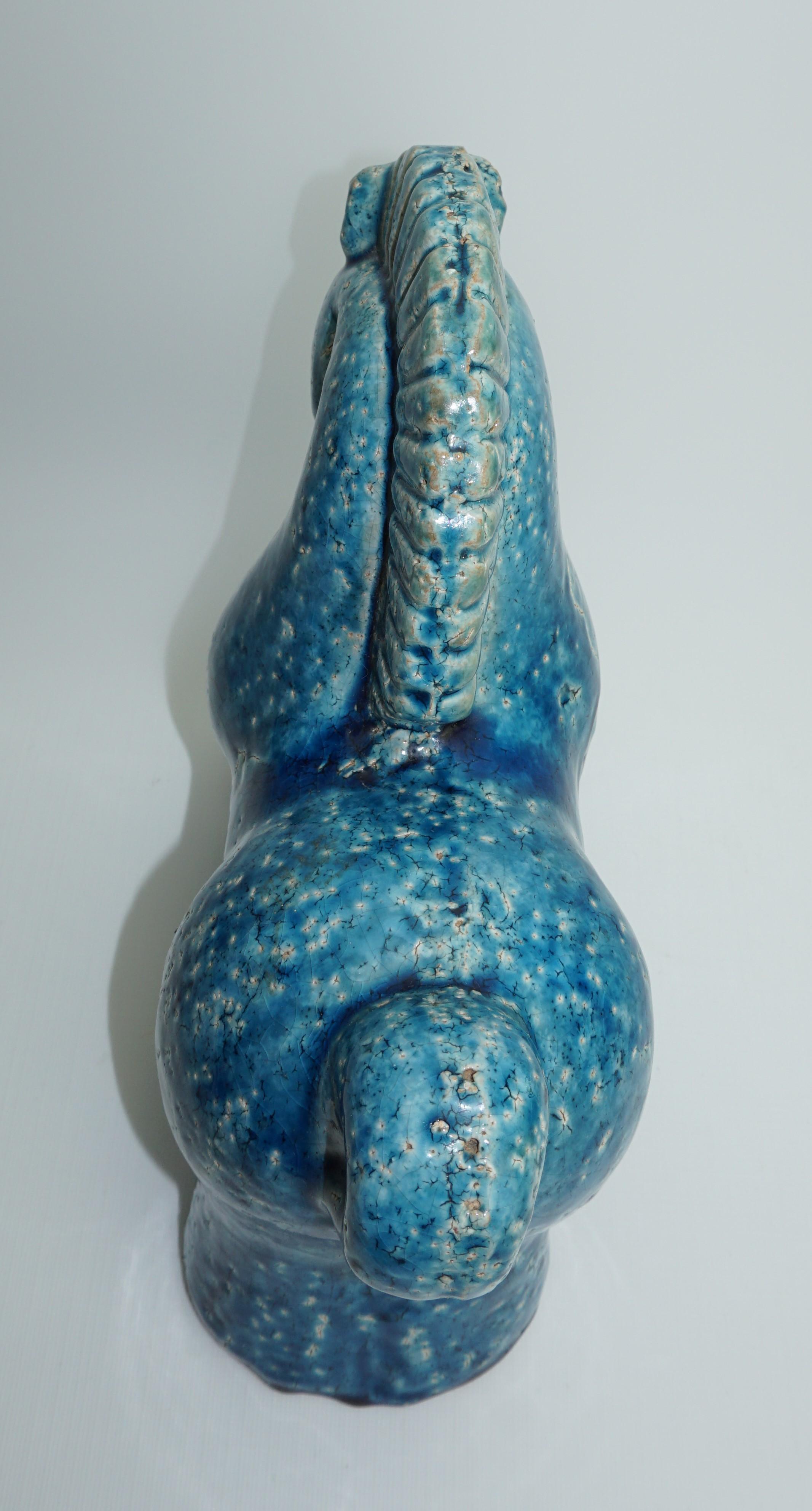 Ceramic Horse, Danish, C 1960, Mid-Century, Turquoise Color, Heavy Horse 1