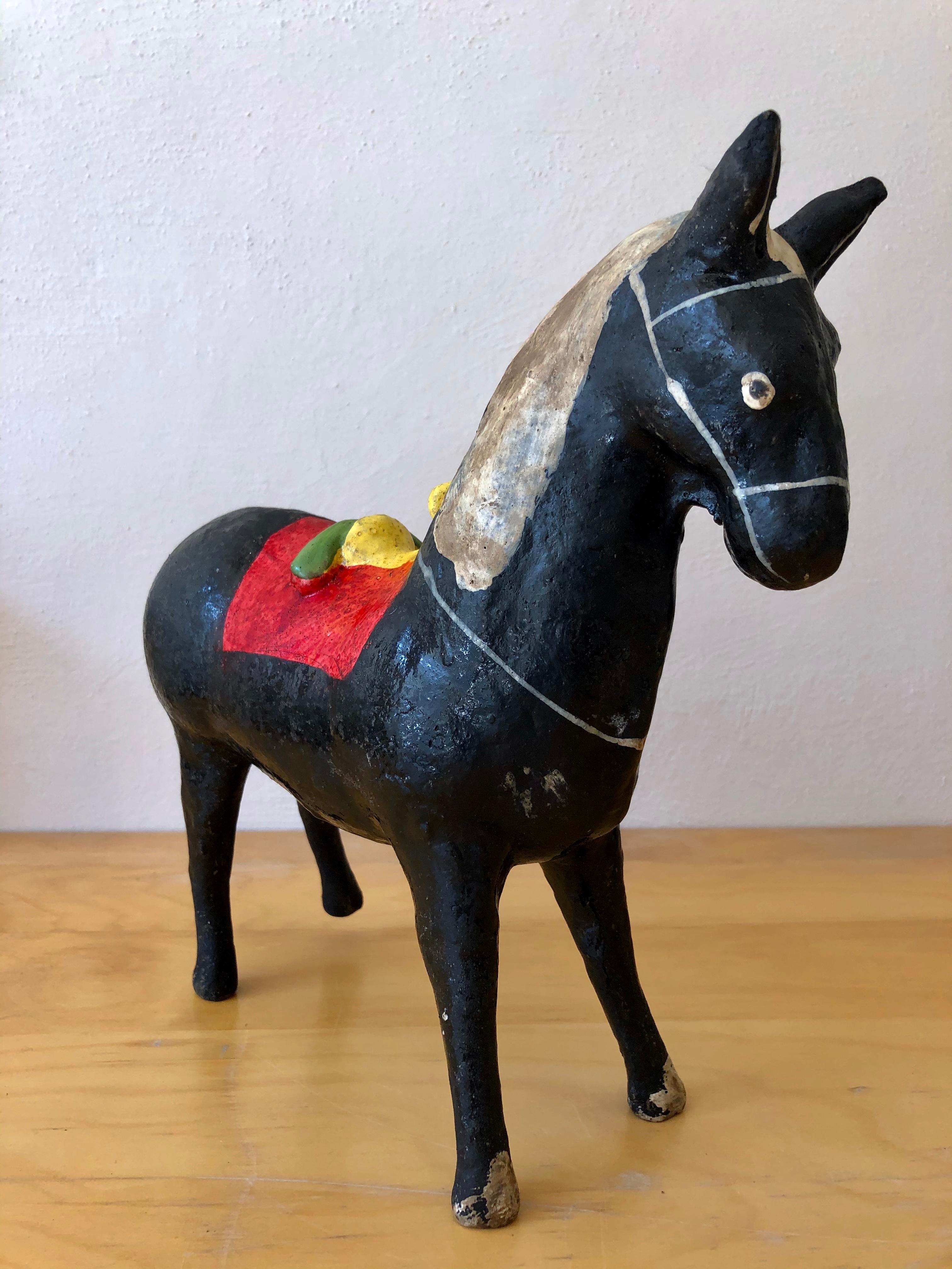 Folk Art Ceramic Horse Piggy Bank from Mexico