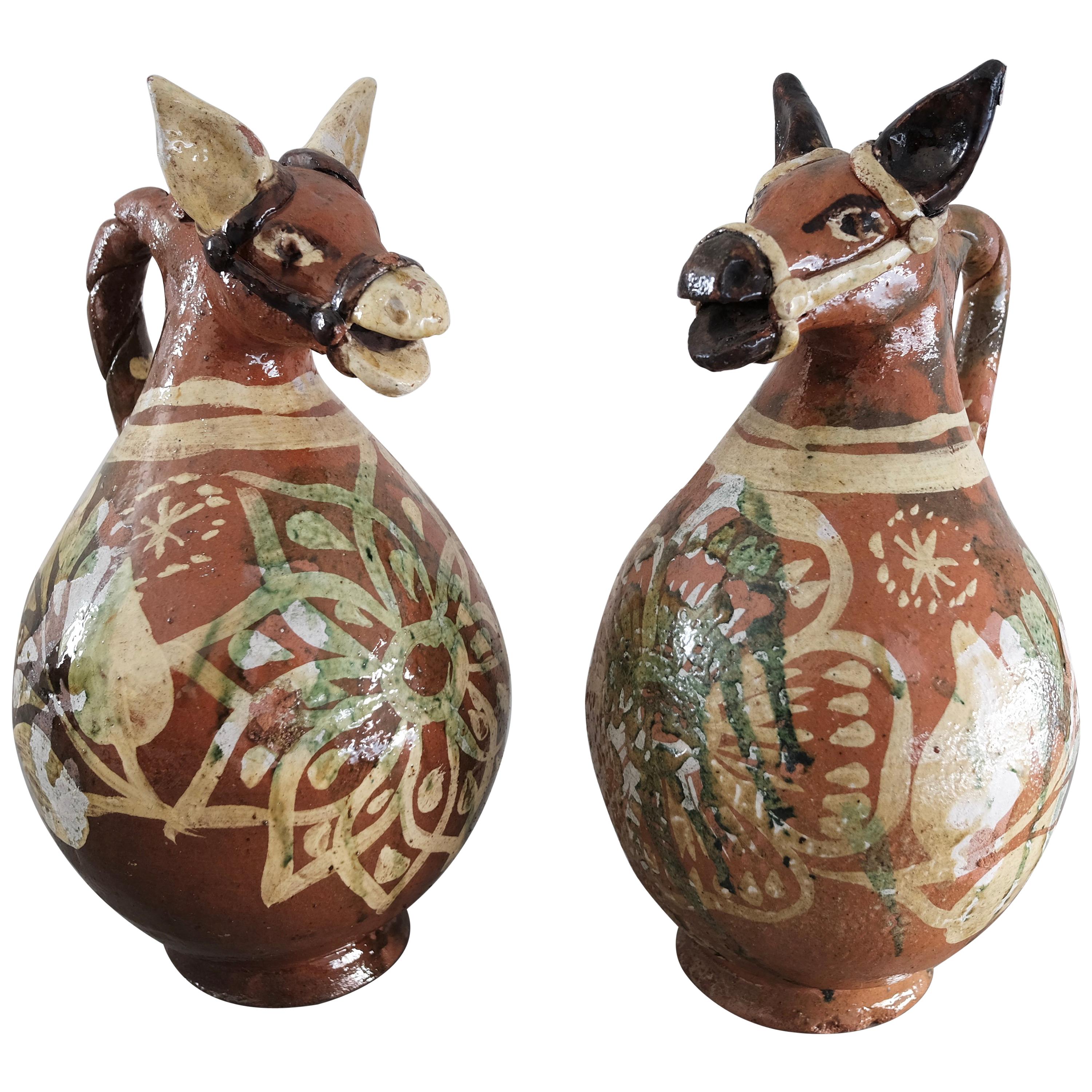 Ceramic Horse Pitchers from Metepec, State of Mexico, 1980s