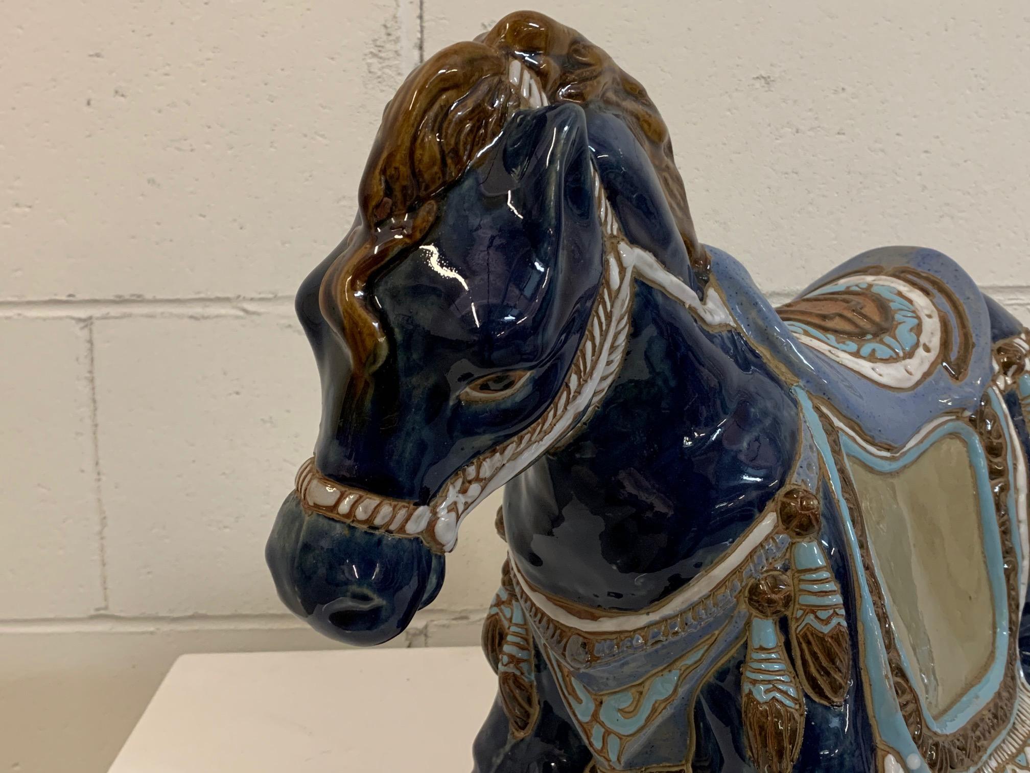 Hollywood Regency Ceramic Horse Statue Figurine