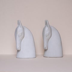 Ceramic Horses Bookends - Pair of Animal Sculptures by Anette Edmark - 1990s