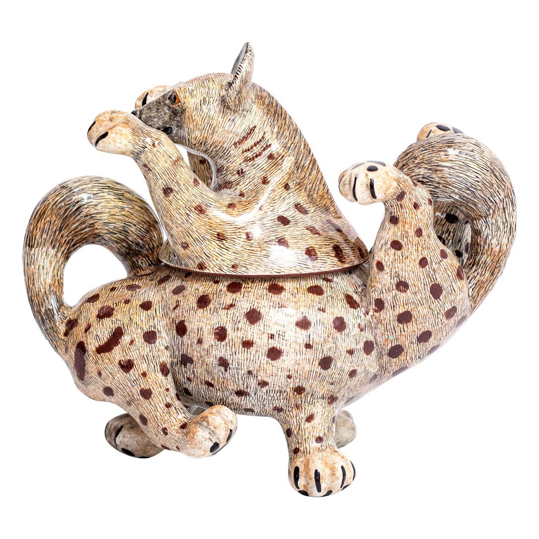 Hand-Painted Ceramic Hyena Jewelry Box  , hand made in South Africa For Sale