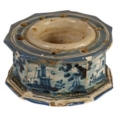 Ceramic Inkwell, Talavera De La Reina, Spain, 18th Century