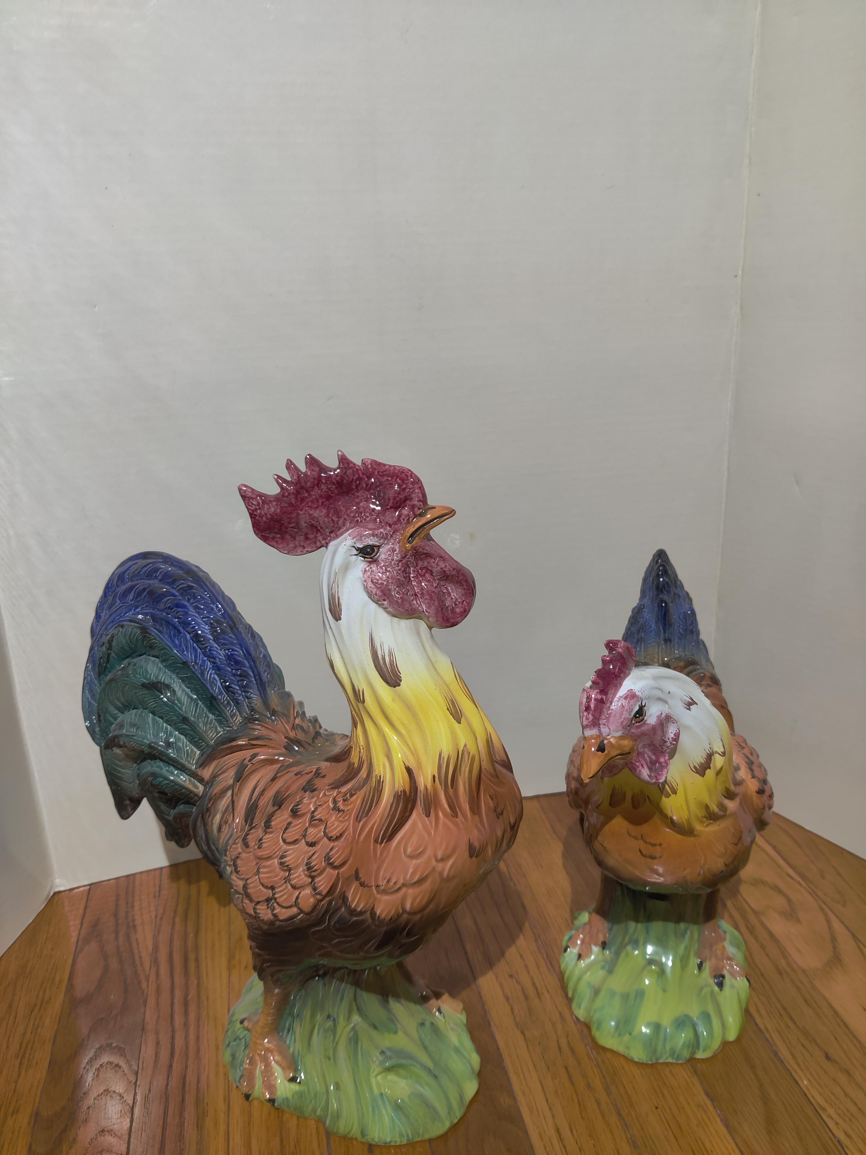 Ceramic Intrada Rooster and Hen Made in Italy
Hen dimensions 12 H x 11.24 L X 5.5 W

