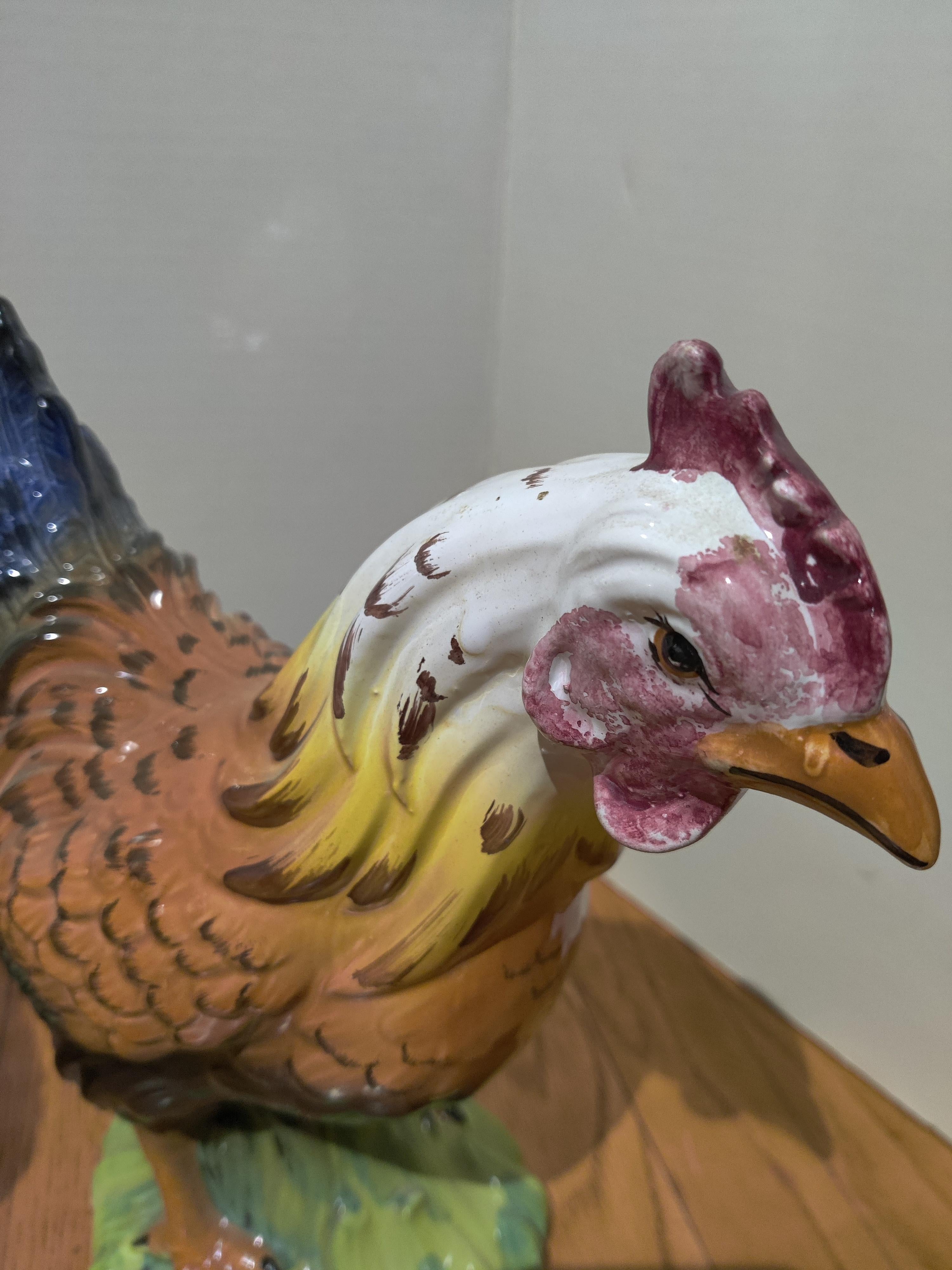 Ceramic Intrada Rooster and Hen made in Italy For Sale 1