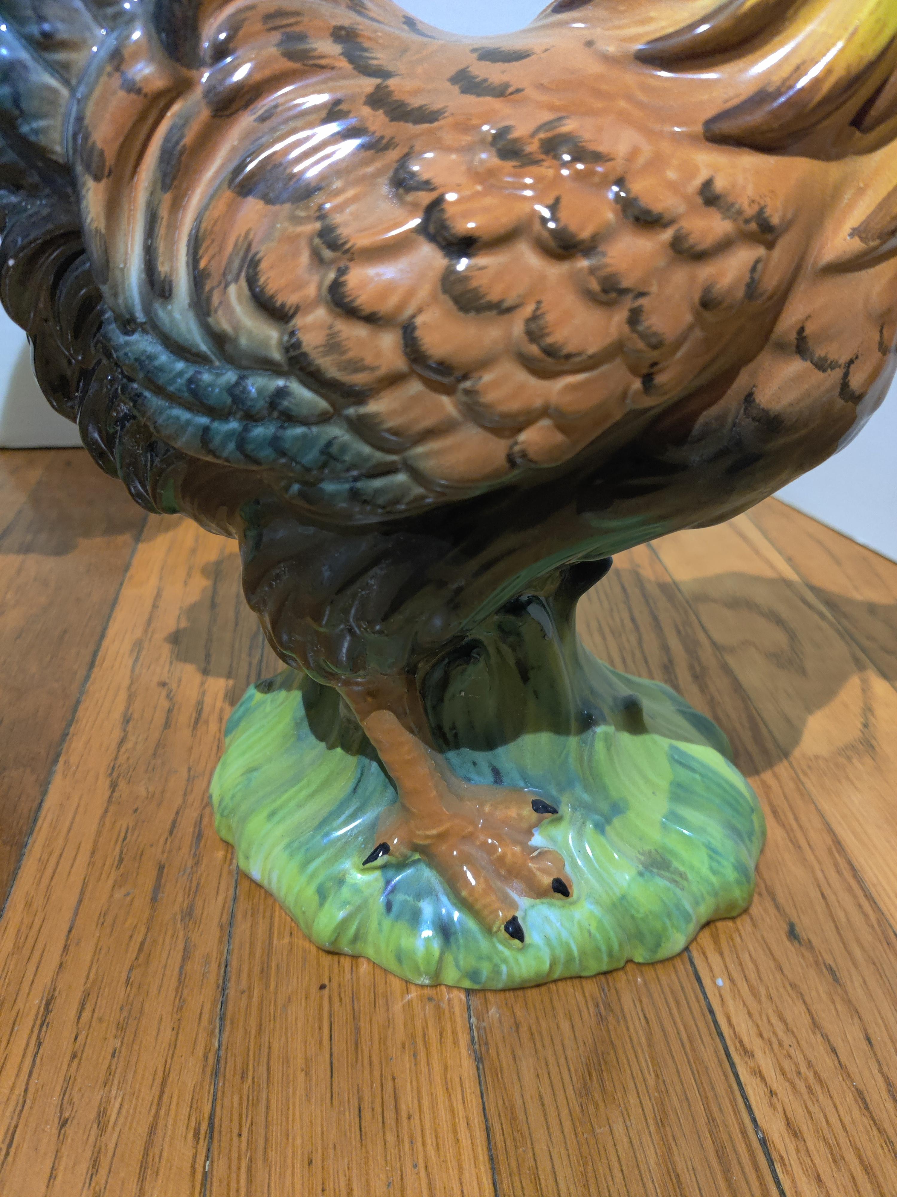 Ceramic Intrada Rooster and Hen made in Italy For Sale 3