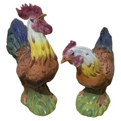 Vintage Ceramic Intrada Rooster and Hen made in Italy