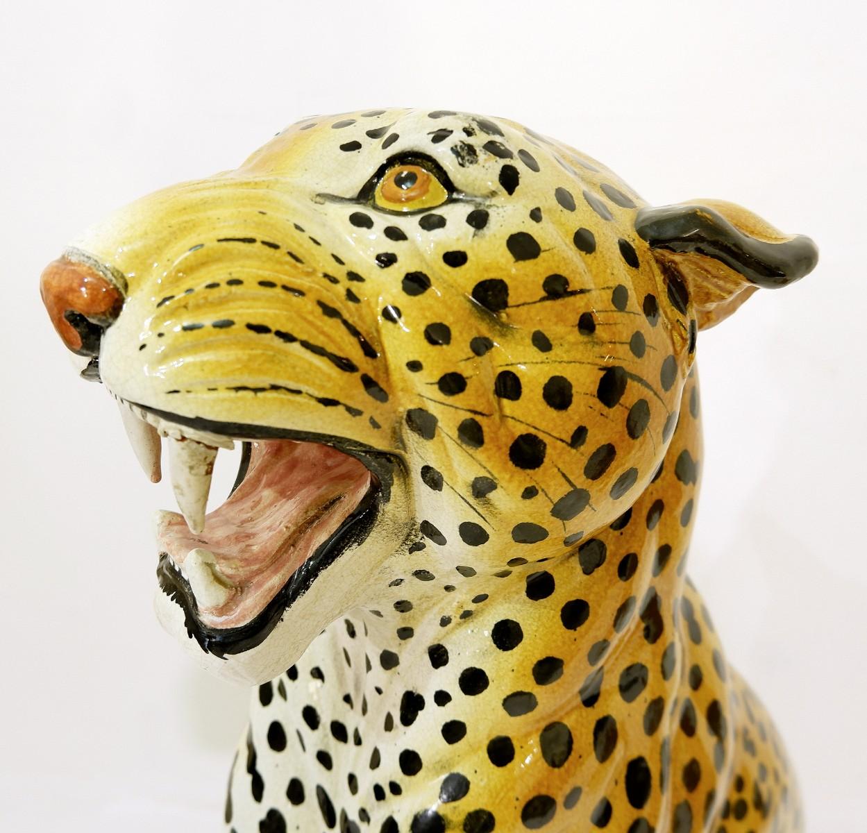 life size ceramic leopard