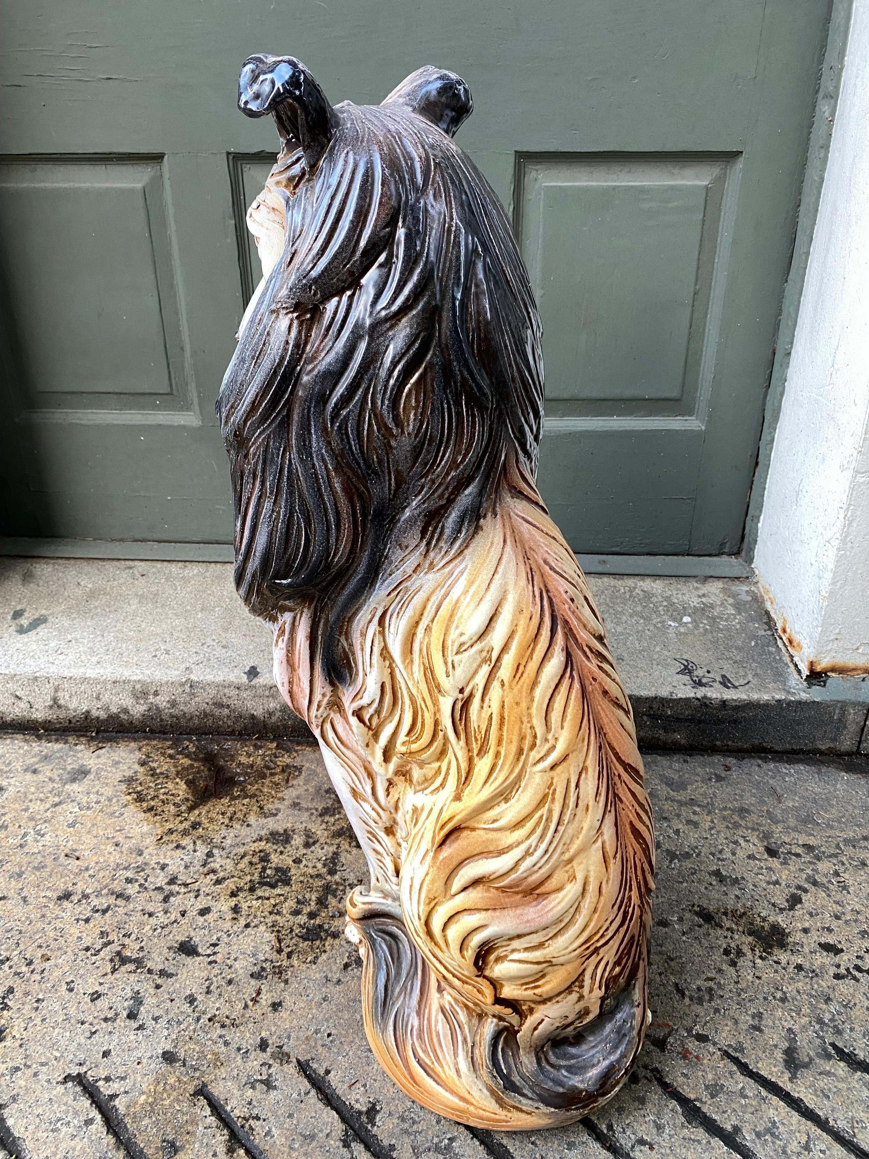 Mid-20th Century Ceramic Italian Hand-Built Collie Dog