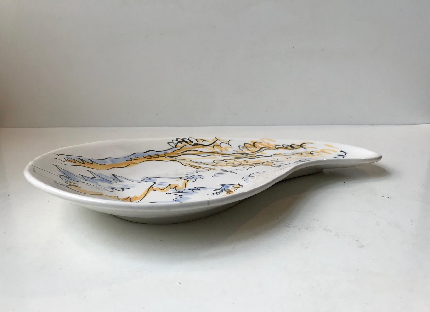 Mid-Century Modern Ceramic Italian Modernist Art Dish, 1950s For Sale