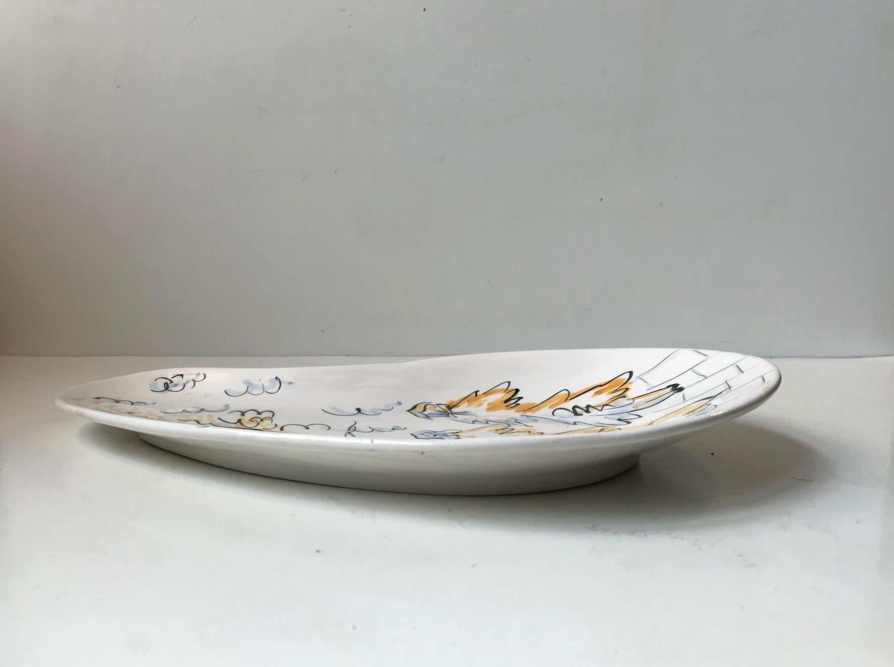 Ceramic Italian Modernist Art Dish, 1950s In Good Condition For Sale In Esbjerg, DK