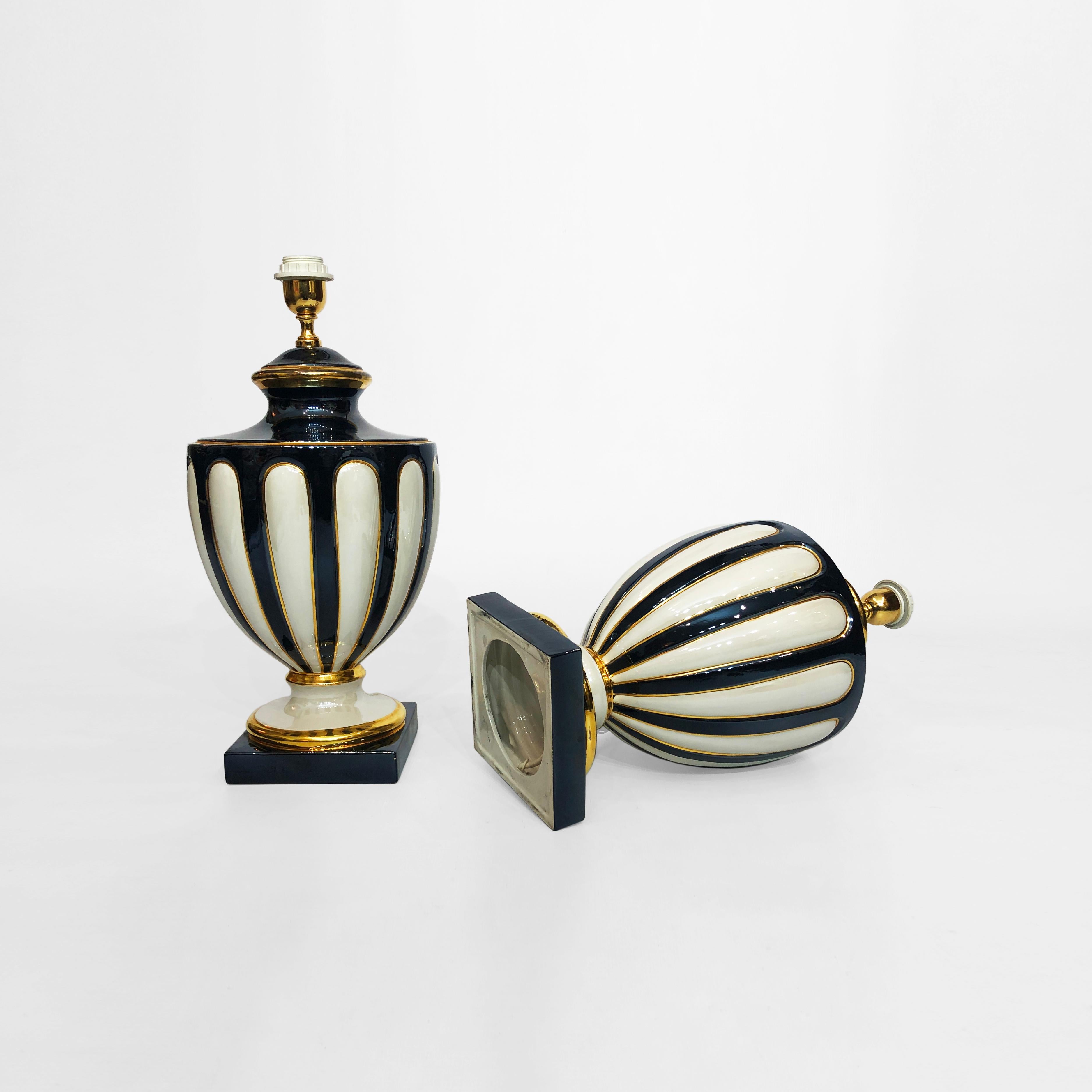 Ceramic Italian Neoclassical Table Lamps 1970s Vintage Hollywood Regency  2