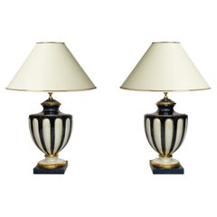 Ceramic Italian Neoclassical Table Lamps 1970s Vintage Hollywood Regency